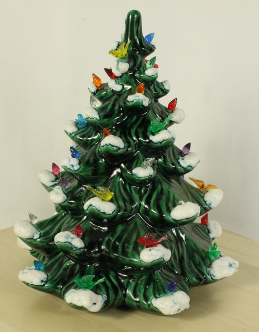 Vintage Flocked Ceramic Christmas Tree Top (Missing Base)