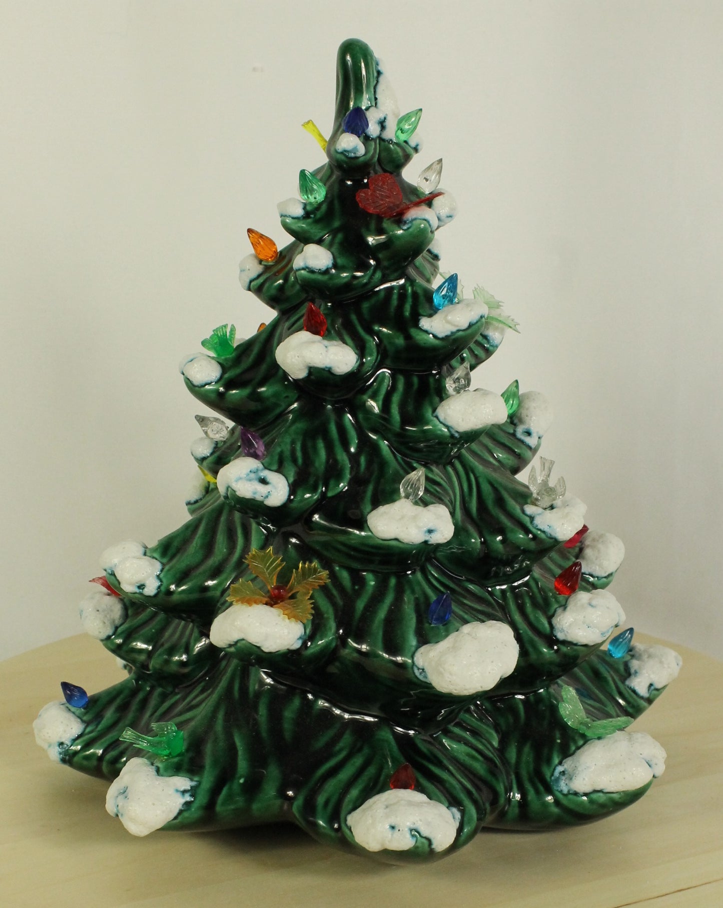 Vintage Flocked Ceramic Christmas Tree Top (Missing Base)