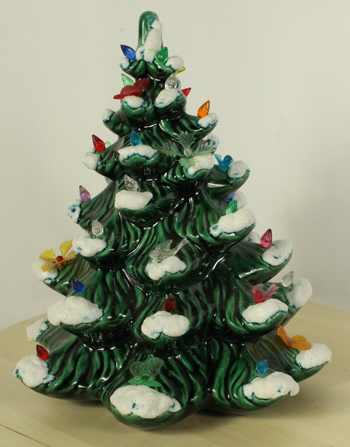 Vintage Flocked Ceramic Christmas Tree Top (Missing Base)