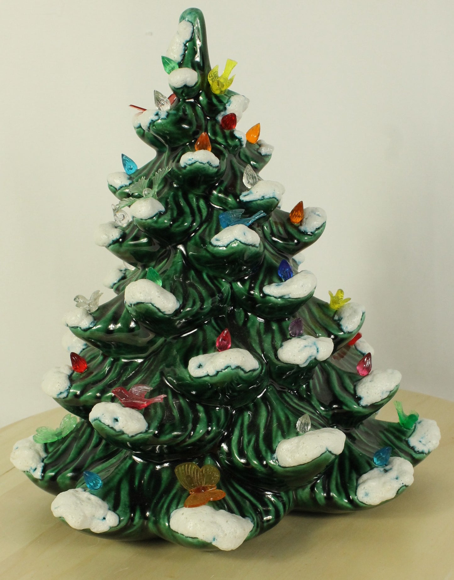 Vintage Flocked Ceramic Christmas Tree Top (Missing Base)