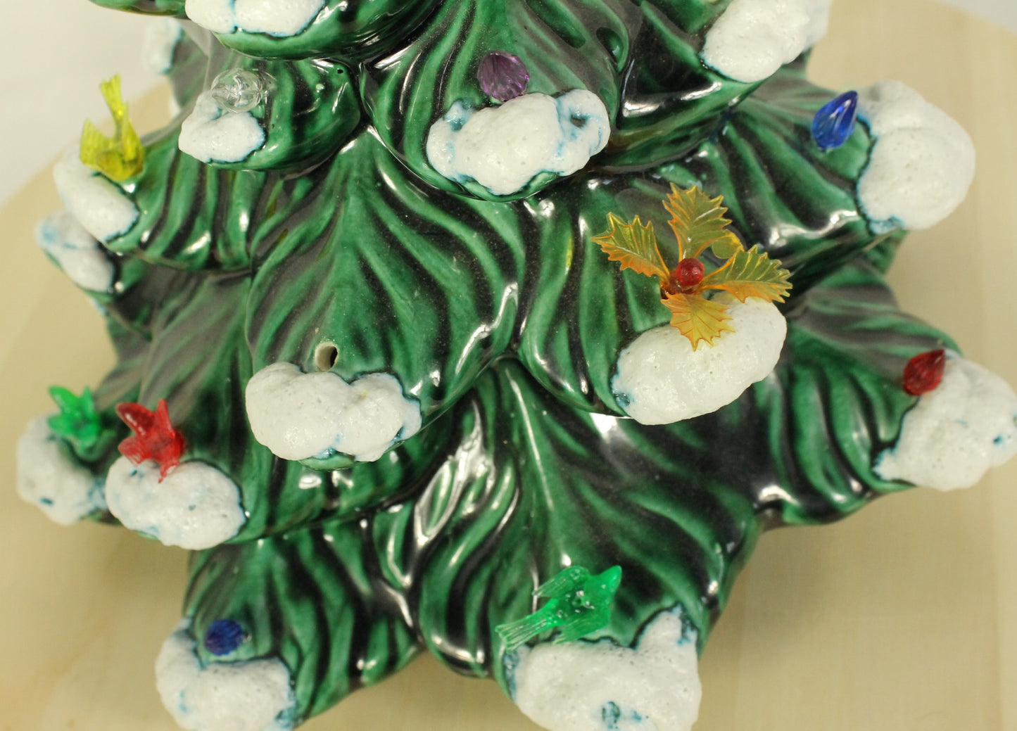 Vintage Flocked Ceramic Christmas Tree Top (Missing Base)