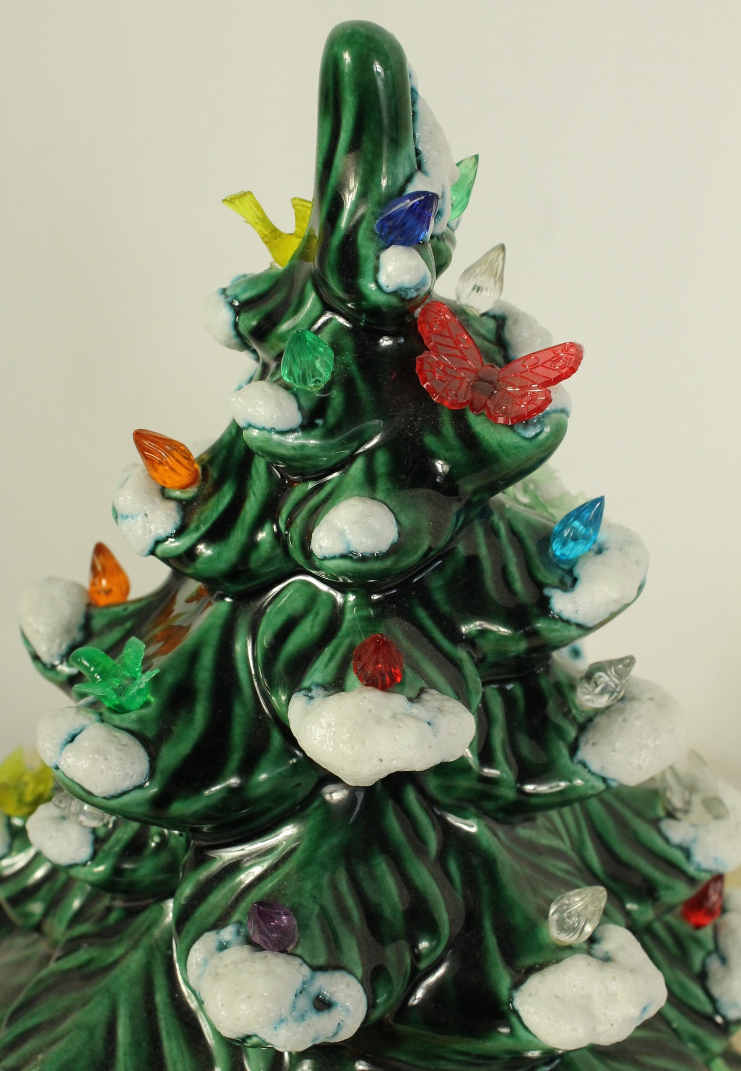 Vintage Flocked Ceramic Christmas Tree Top (Missing Base)