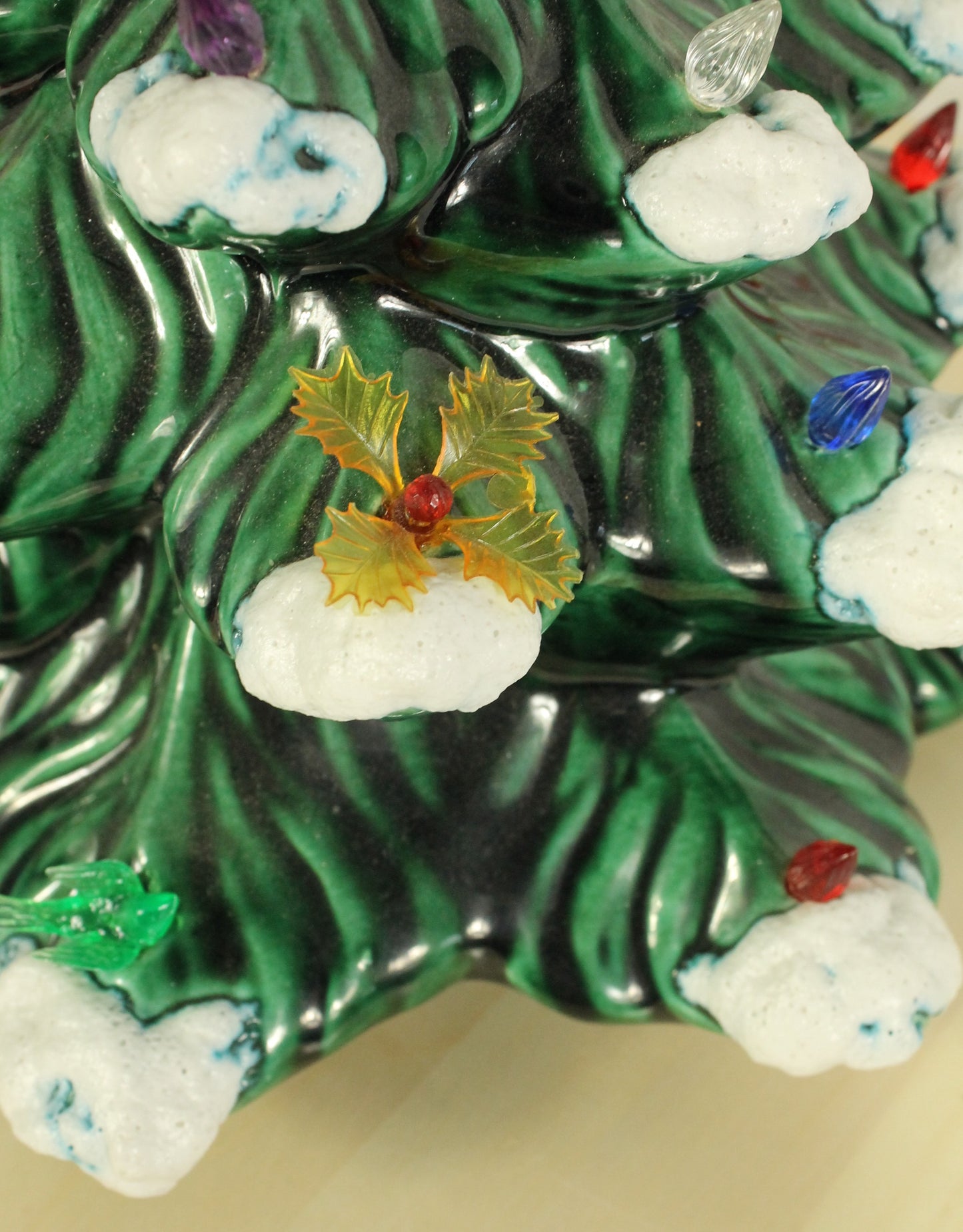 Vintage Flocked Ceramic Christmas Tree Top (Missing Base)