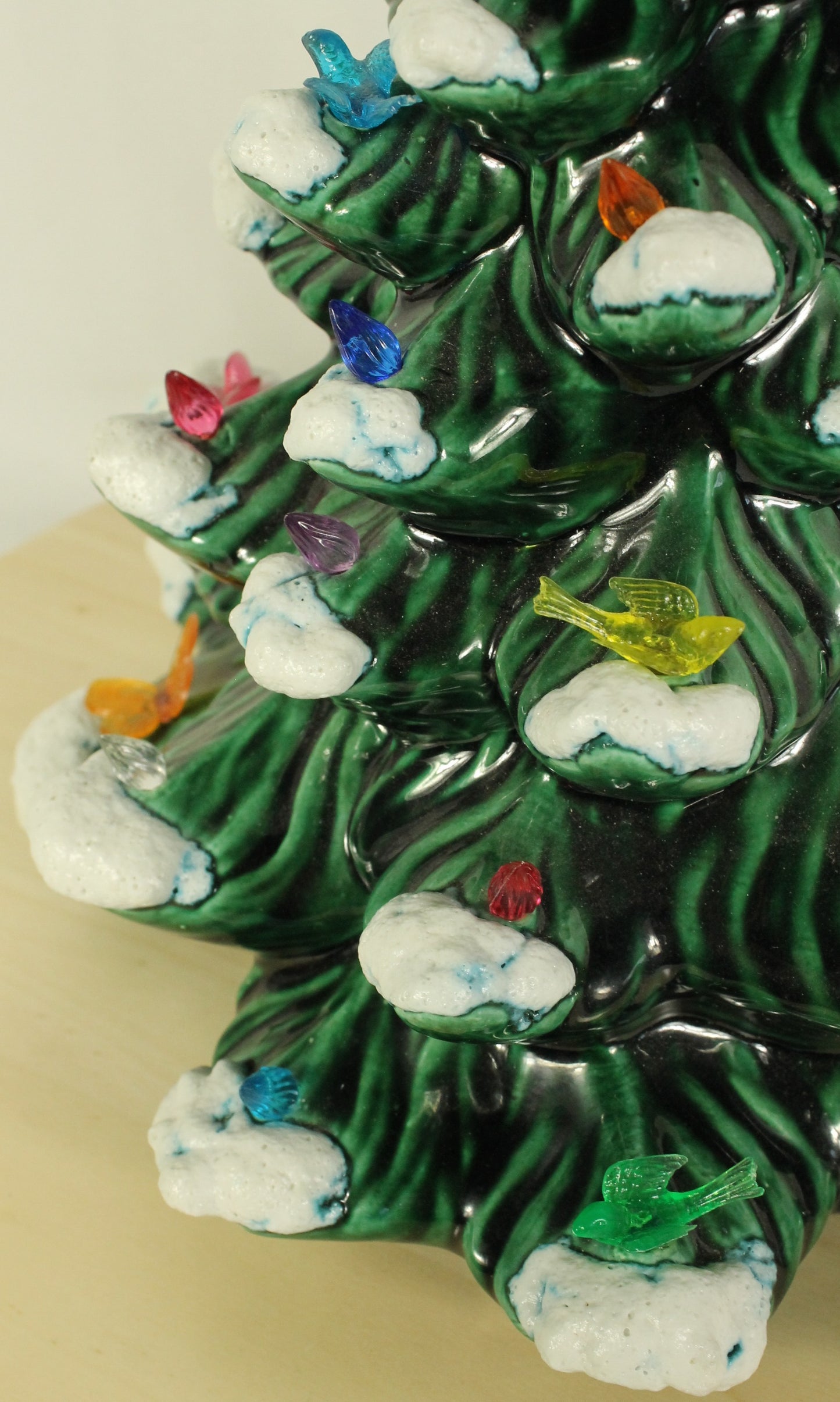 Vintage Flocked Ceramic Christmas Tree Top (Missing Base)