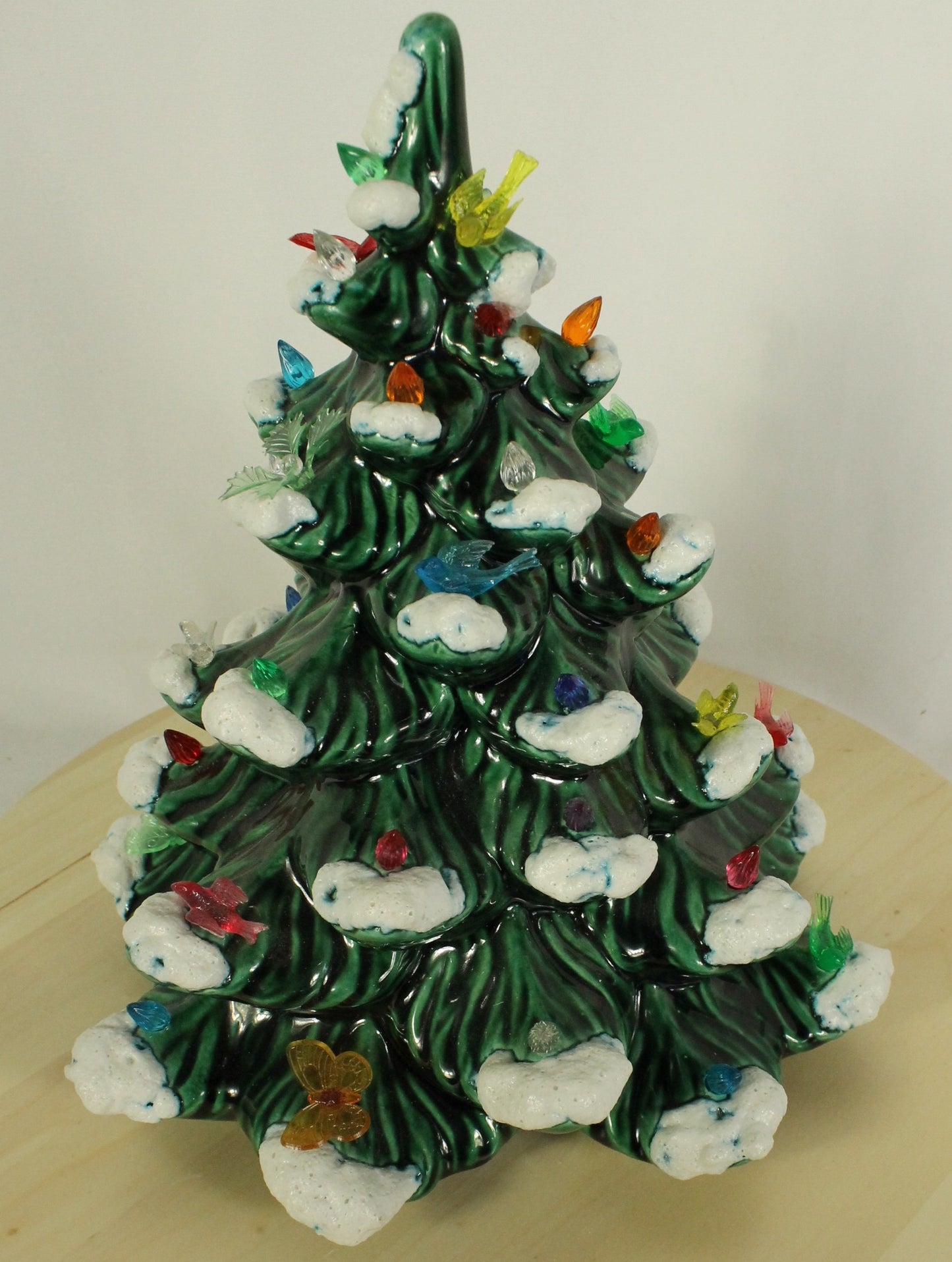 Vintage Flocked Ceramic Christmas Tree Top (Missing Base)