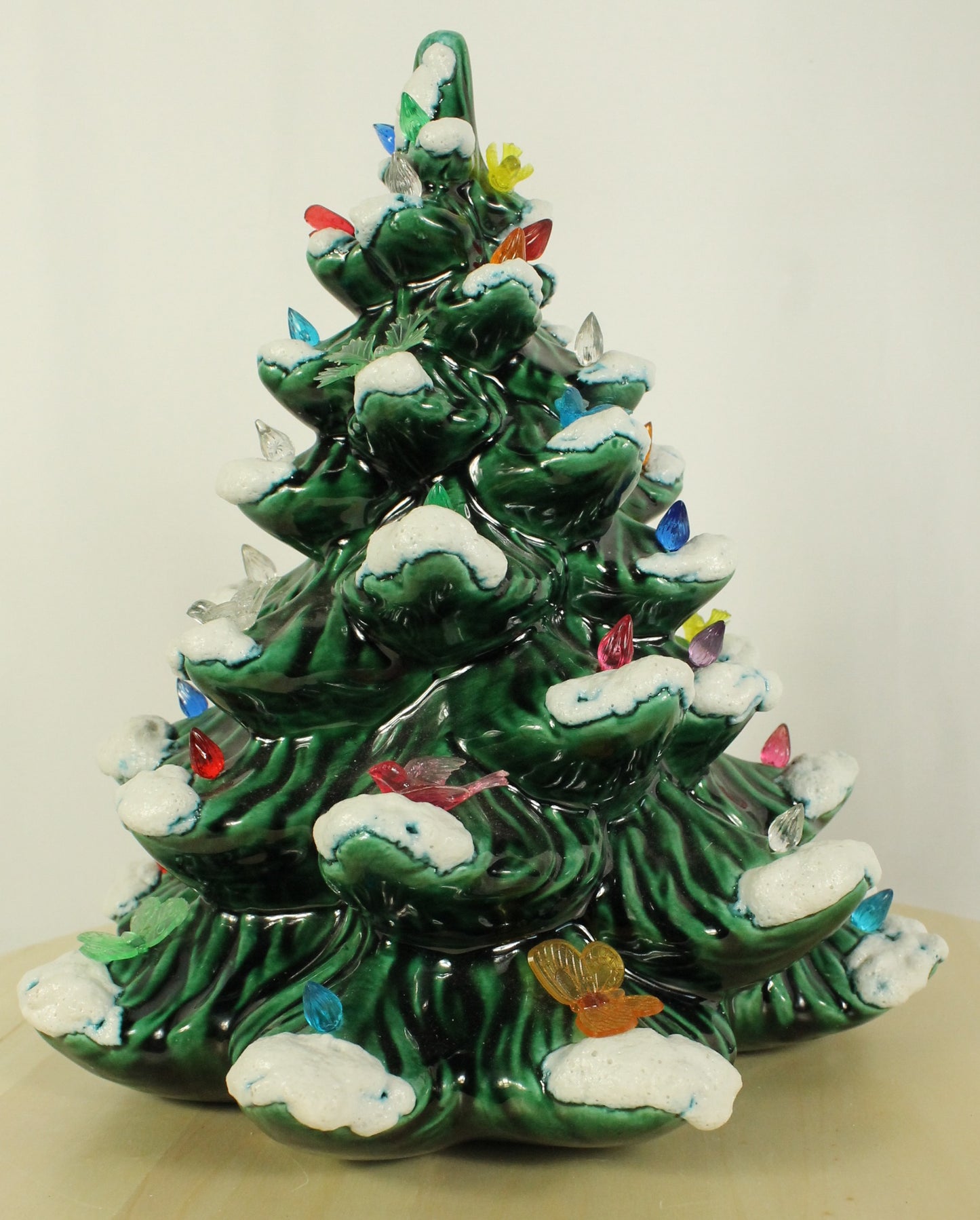 Vintage Flocked Ceramic Christmas Tree Top (Missing Base)