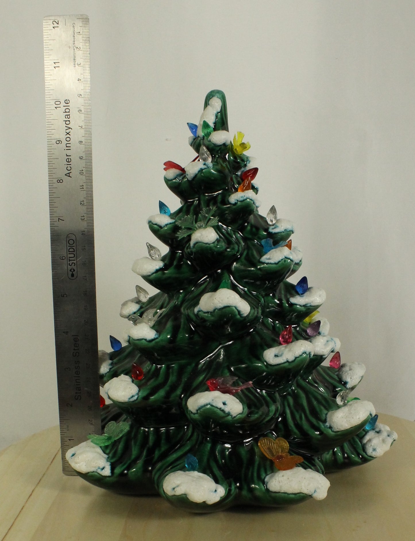 Vintage Flocked Ceramic Christmas Tree Top (Missing Base)