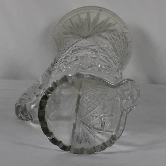 Vintage Cut Glass Water Pitcher with Pinwheel and Starburst Patterns