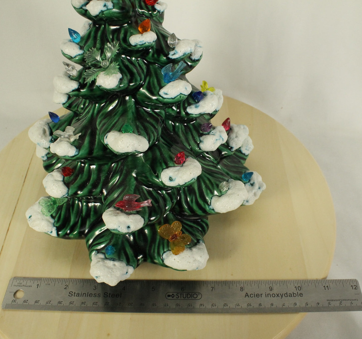 Vintage Flocked Ceramic Christmas Tree Top (Missing Base)