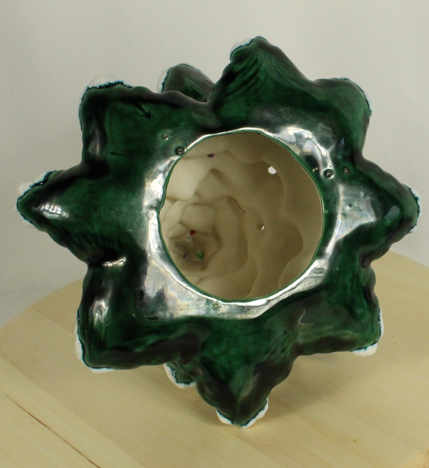 Vintage Flocked Ceramic Christmas Tree Top (Missing Base)