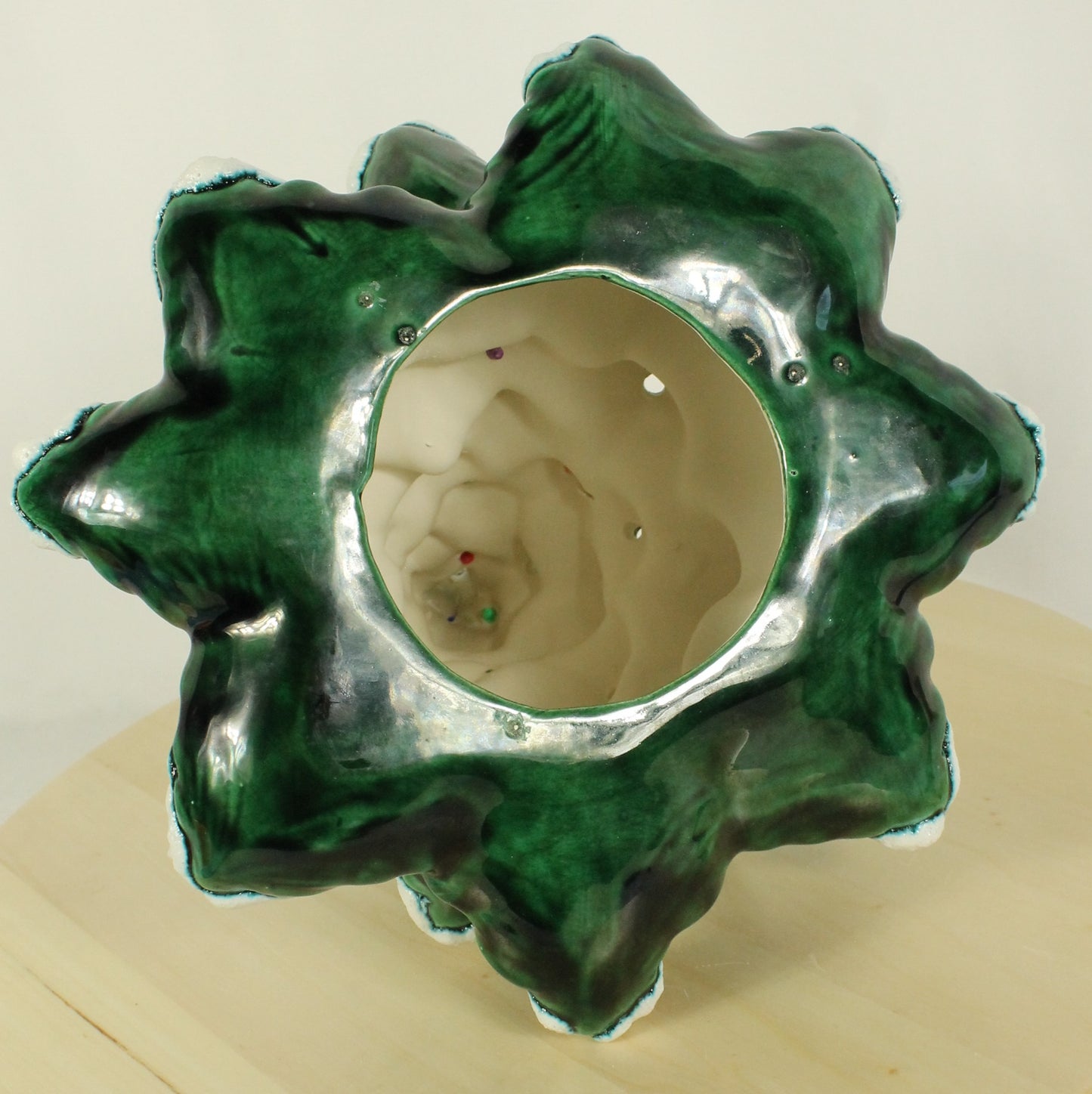 Vintage Flocked Ceramic Christmas Tree Top (Missing Base)