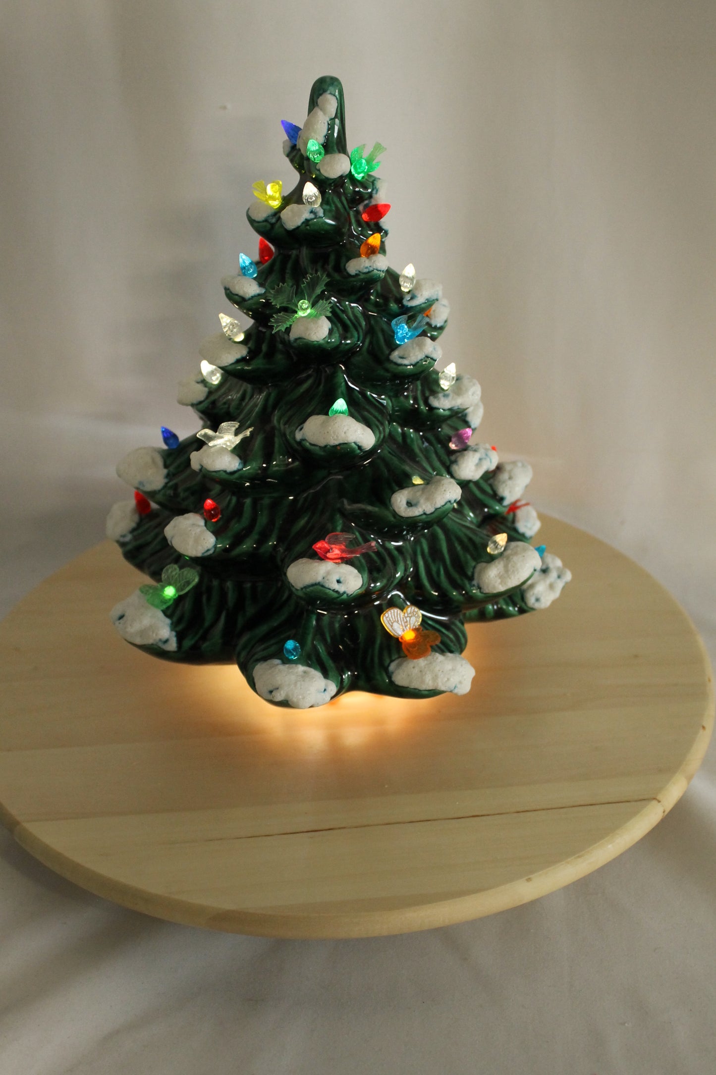 Vintage Flocked Ceramic Christmas Tree Top (Missing Base)