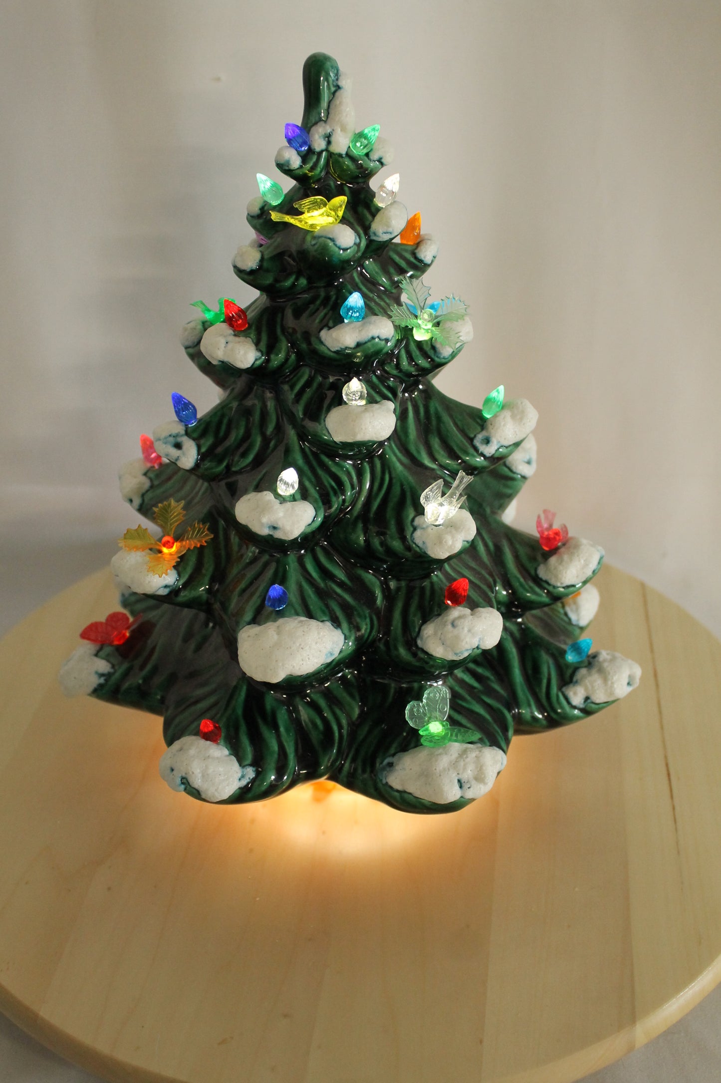 Vintage Flocked Ceramic Christmas Tree Top (Missing Base)