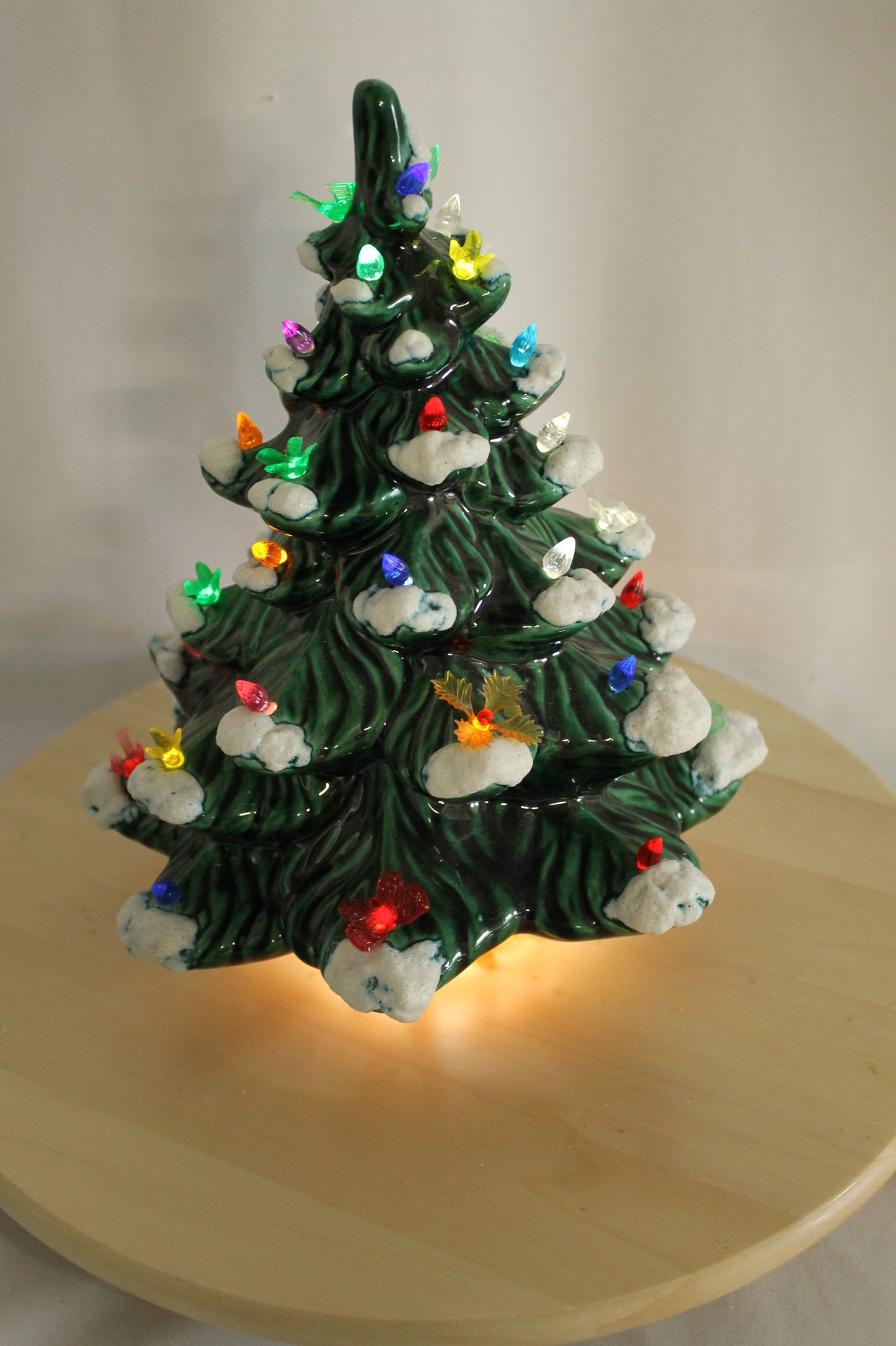 Vintage Flocked Ceramic Christmas Tree Top (Missing Base)