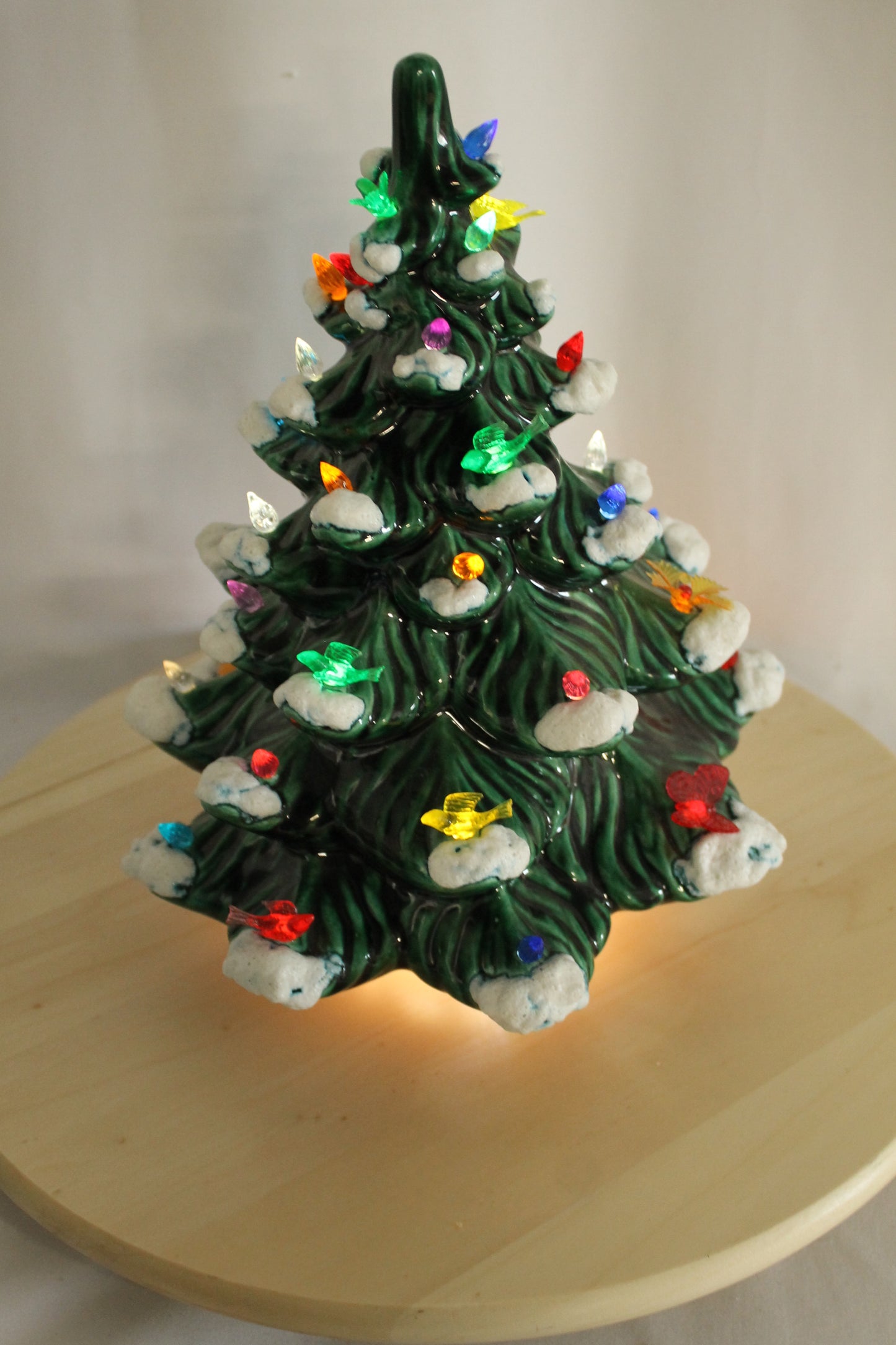 Vintage Flocked Ceramic Christmas Tree Top (Missing Base)