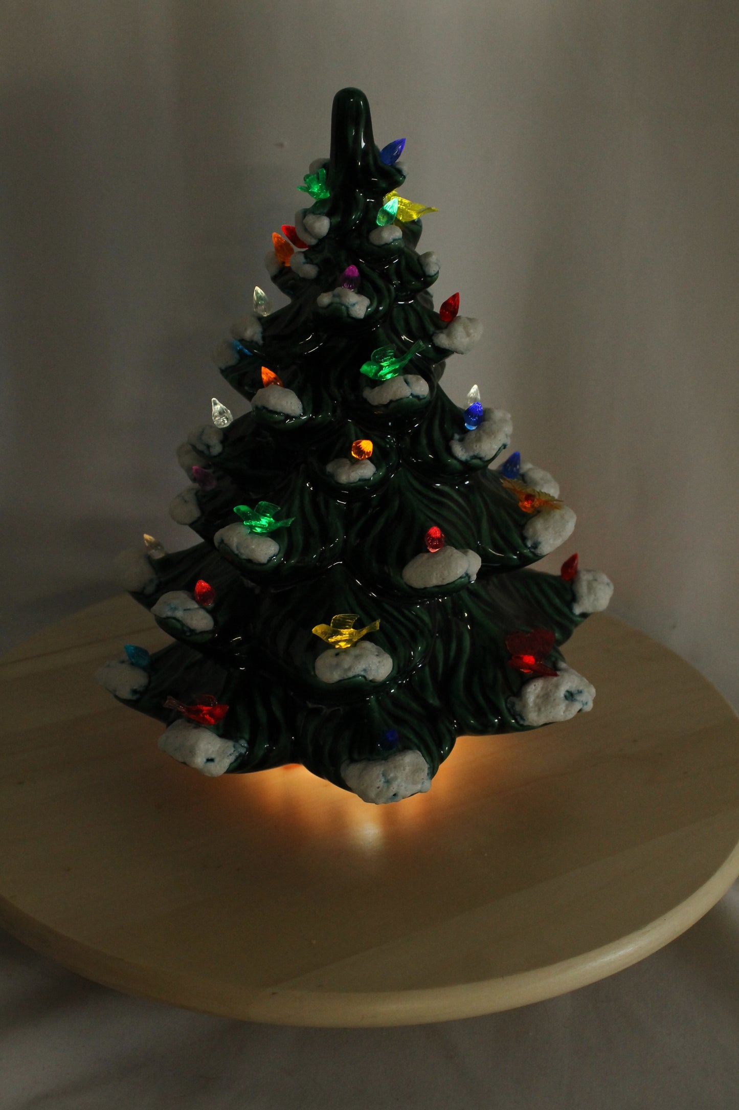 Vintage Flocked Ceramic Christmas Tree Top (Missing Base)