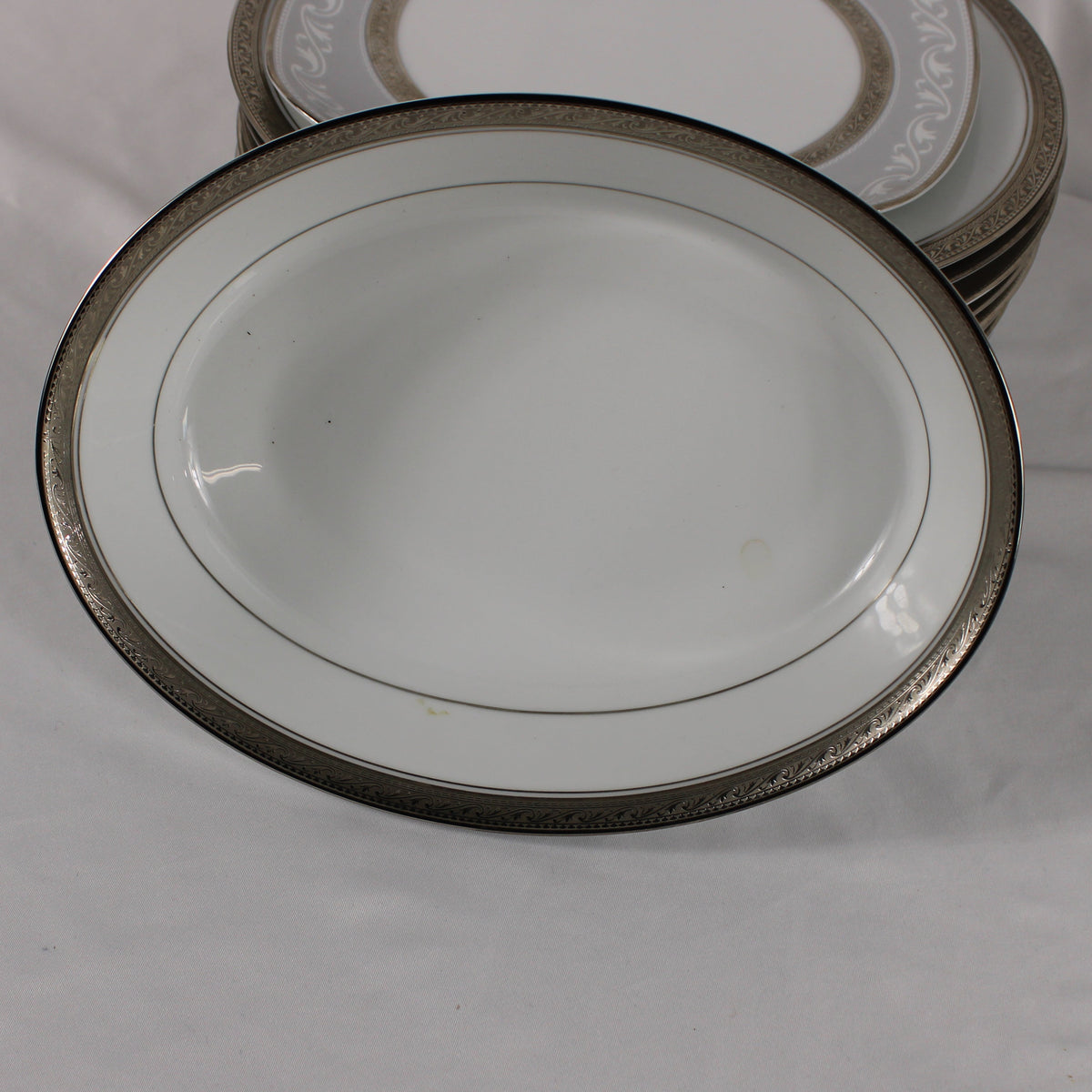 Noritake Legendary Crestwood Platinum 4166 Fine China Serving Pieces & Dinnerware Lot
