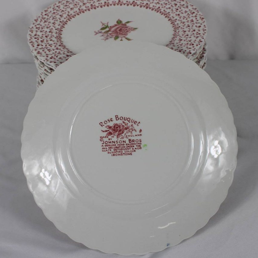 Vintage Johnson Bros "Rose Bouquet" English Earthenware Dinnerware Set