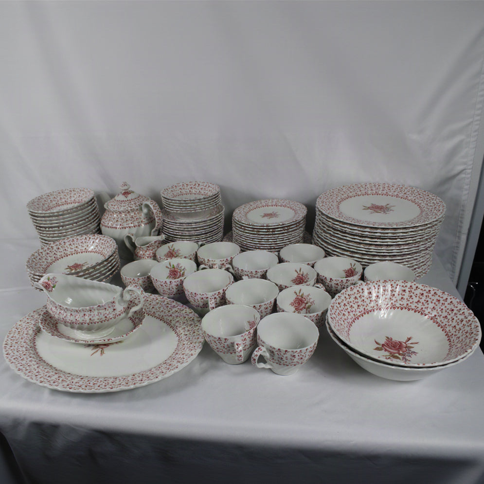 Vintage Johnson Bros "Rose Bouquet" English Earthenware Dinnerware Set