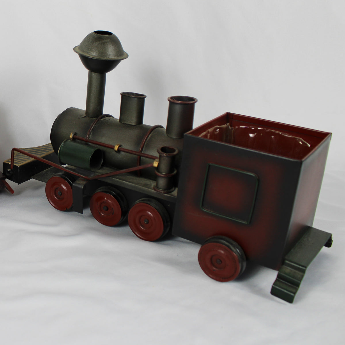 Set of 2 Wooden & Metal Decorative Train Planters