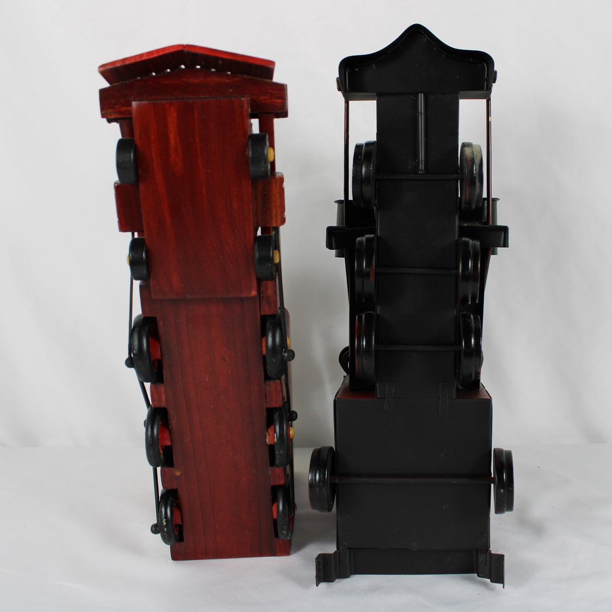 Set of 2 Wooden & Metal Decorative Train Planters