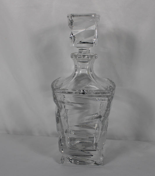 Modern Bohemia Crystal "Quadro" Twist Decanter with Geometric Glass Stopper