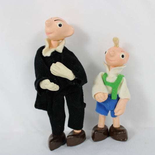Czech Spejbl and Hurvinek Wooden Bendable Figure Set
