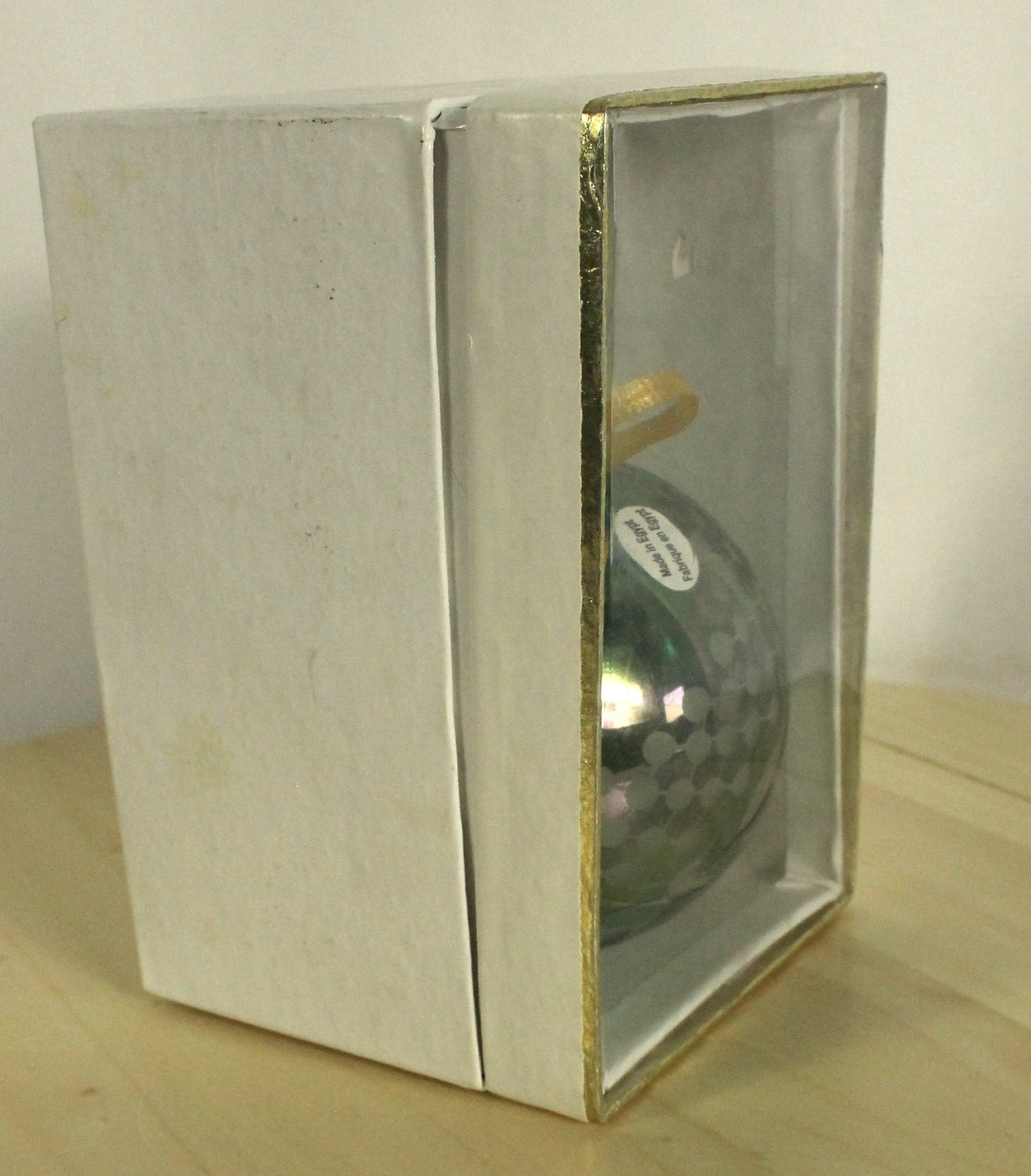 Etched Iridescent Glass Ball Ornament - "Ivy Swag" Design