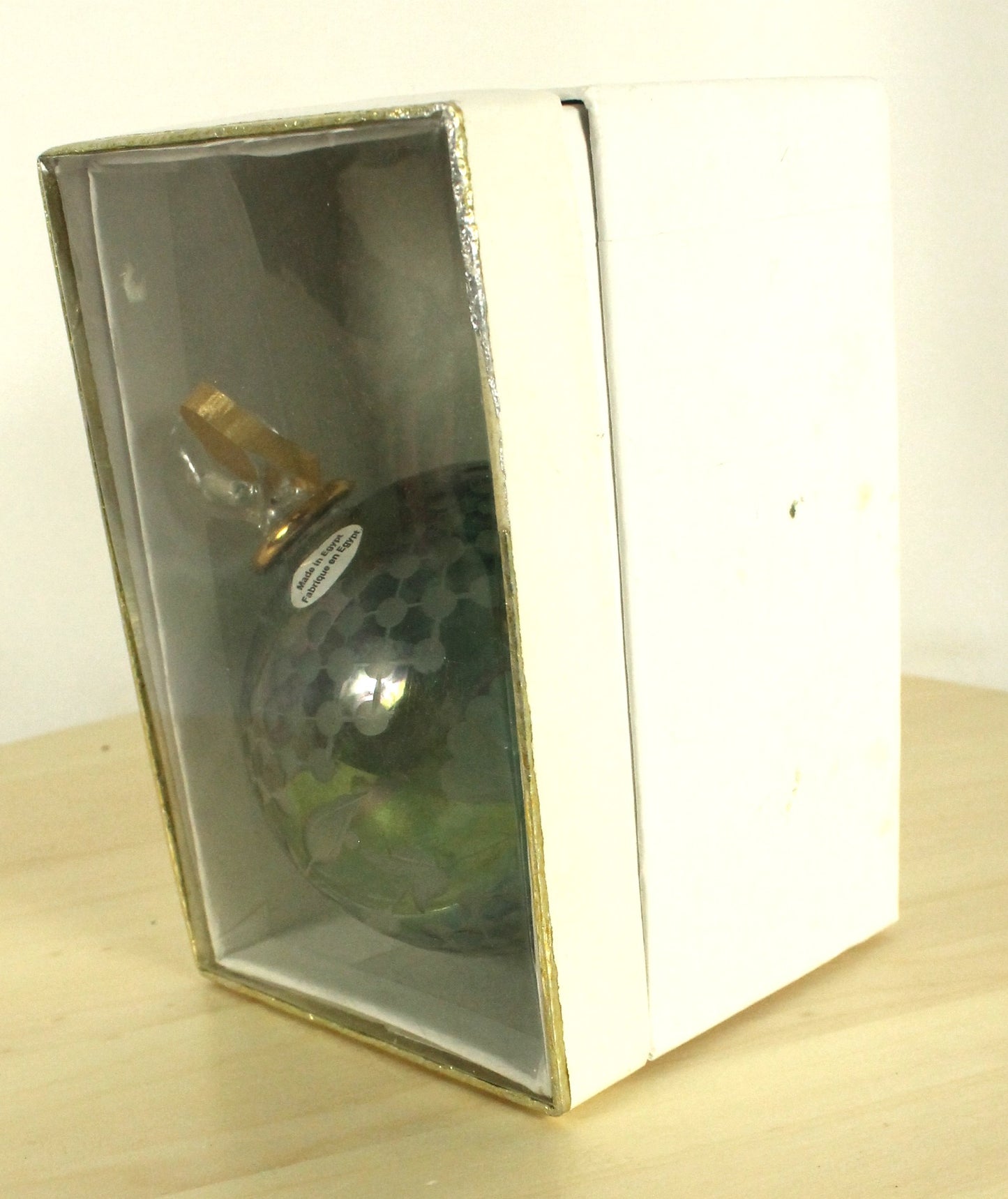 Etched Iridescent Glass Ball Ornament - "Ivy Swag" Design