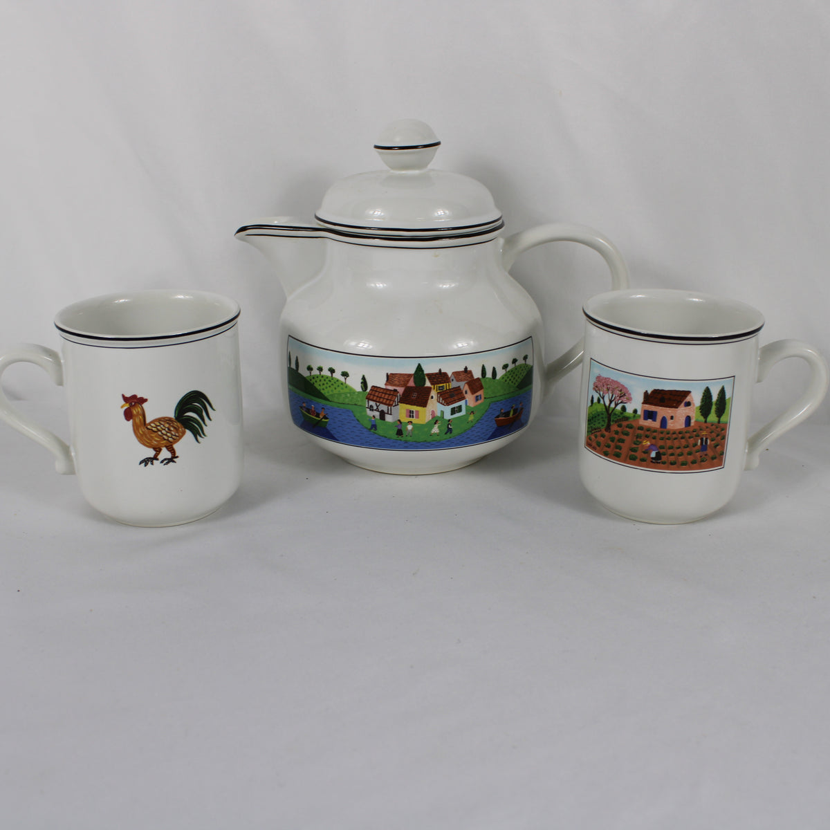 Villeroy & Boch Design Naïf Porcelain Teapot and Mug Set (3 Pieces)   