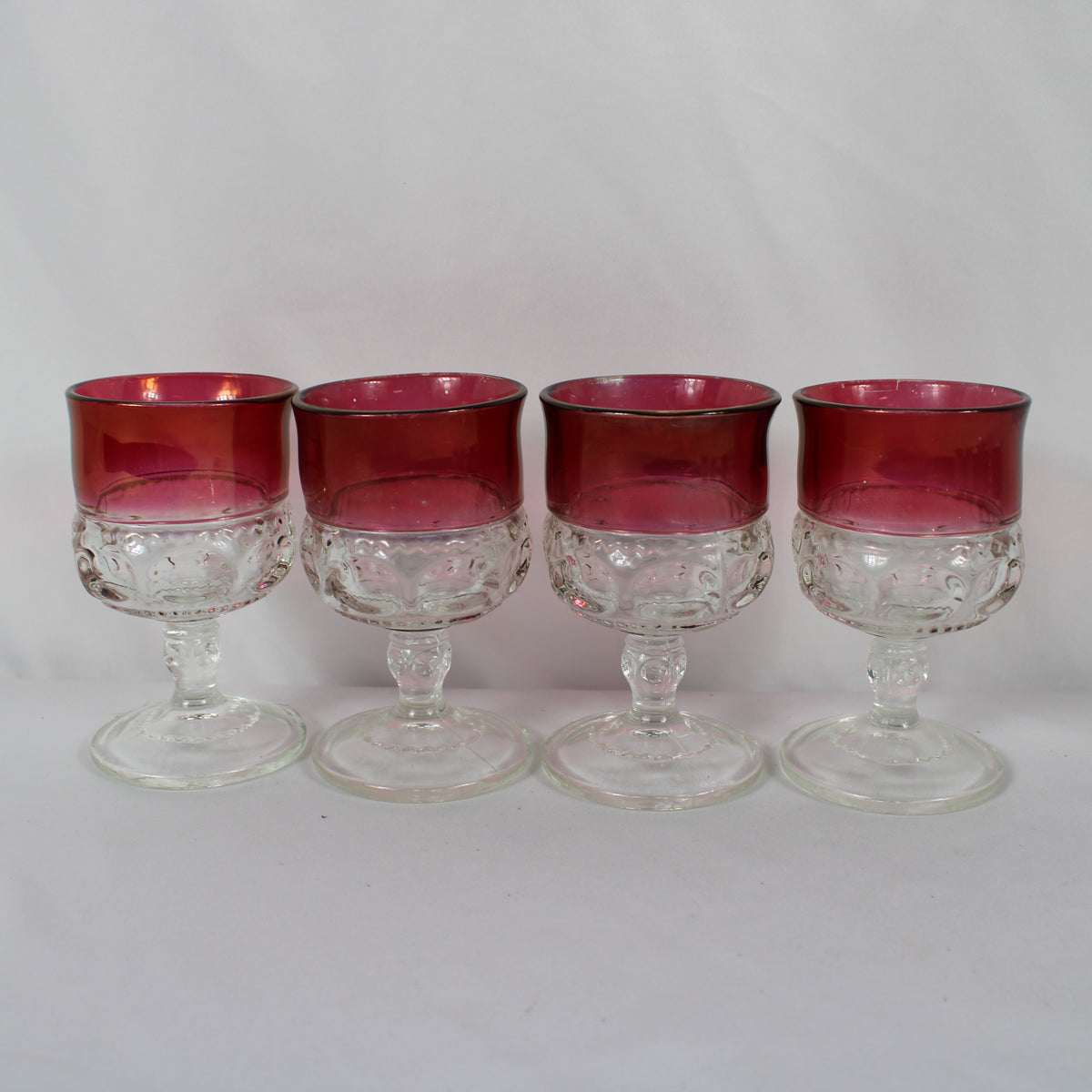 Set of 4 Vintage Ruby Stain Wine Goblets
