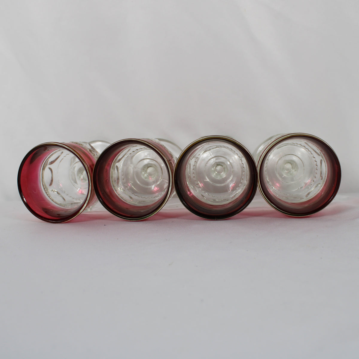 Set of 4 Vintage Ruby Stain Wine Goblets