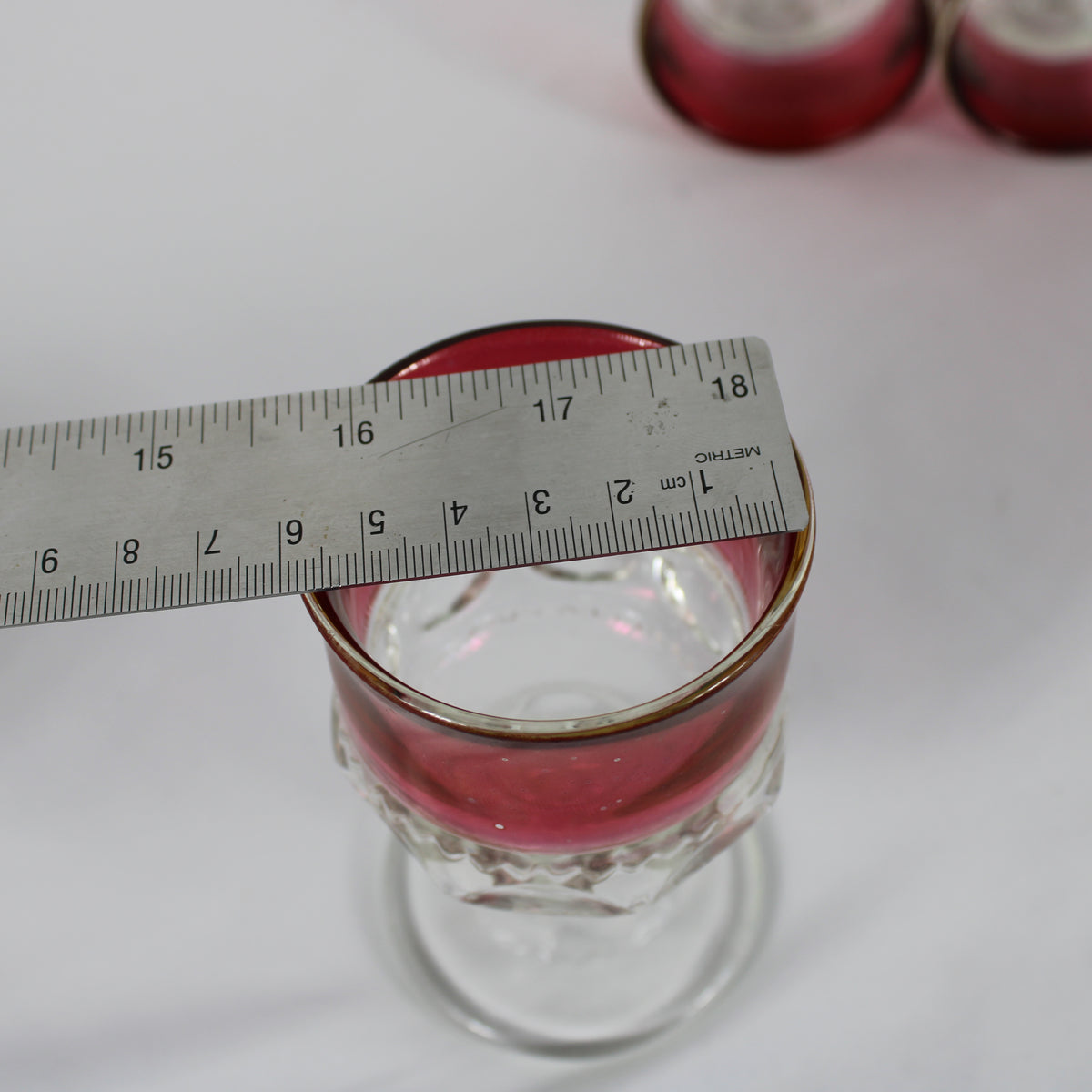 Set of 4 Vintage Ruby Stain Wine Goblets