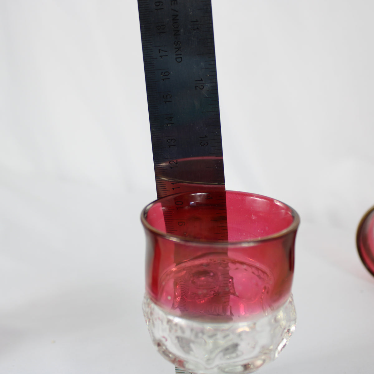 Set of 4 Vintage Ruby Stain Wine Goblets