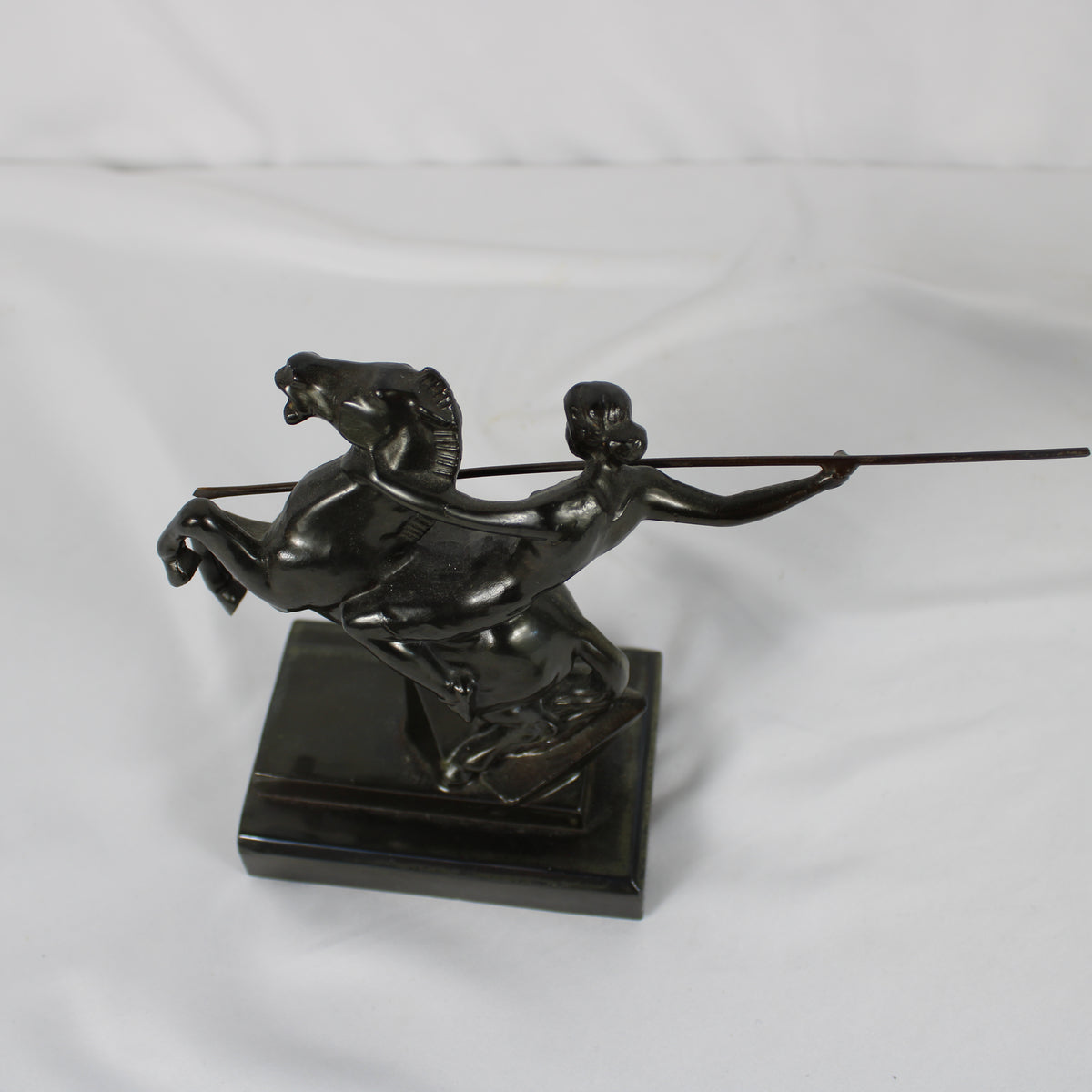 Art Deco Style Mounted Warrior Spear Bookends - Pair