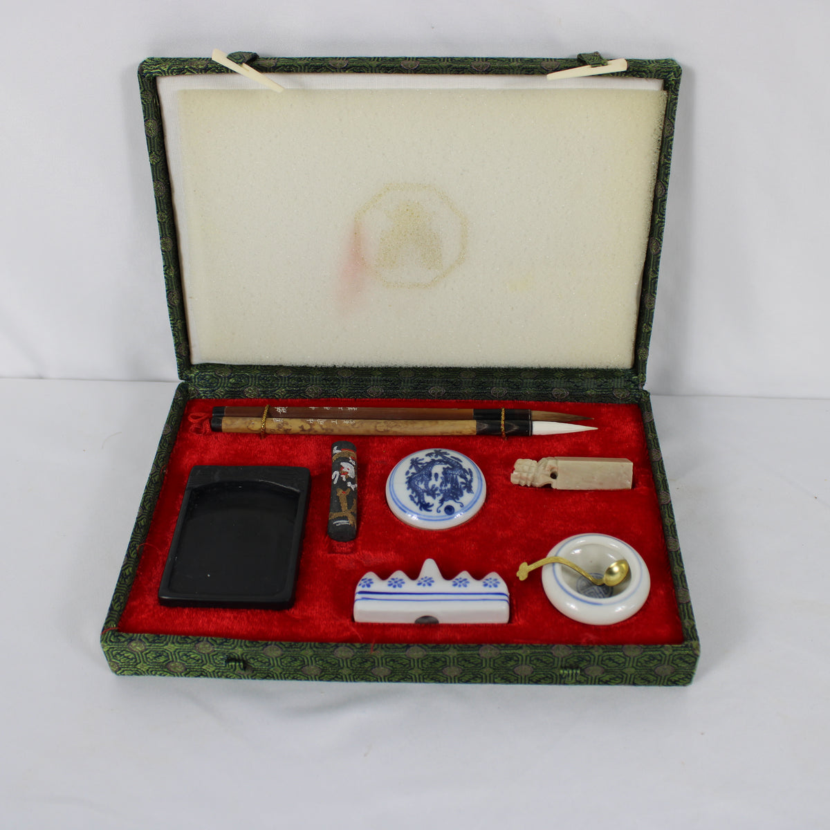 Traditional Chinese Calligraphy Set in Brocade Silk Gift Box