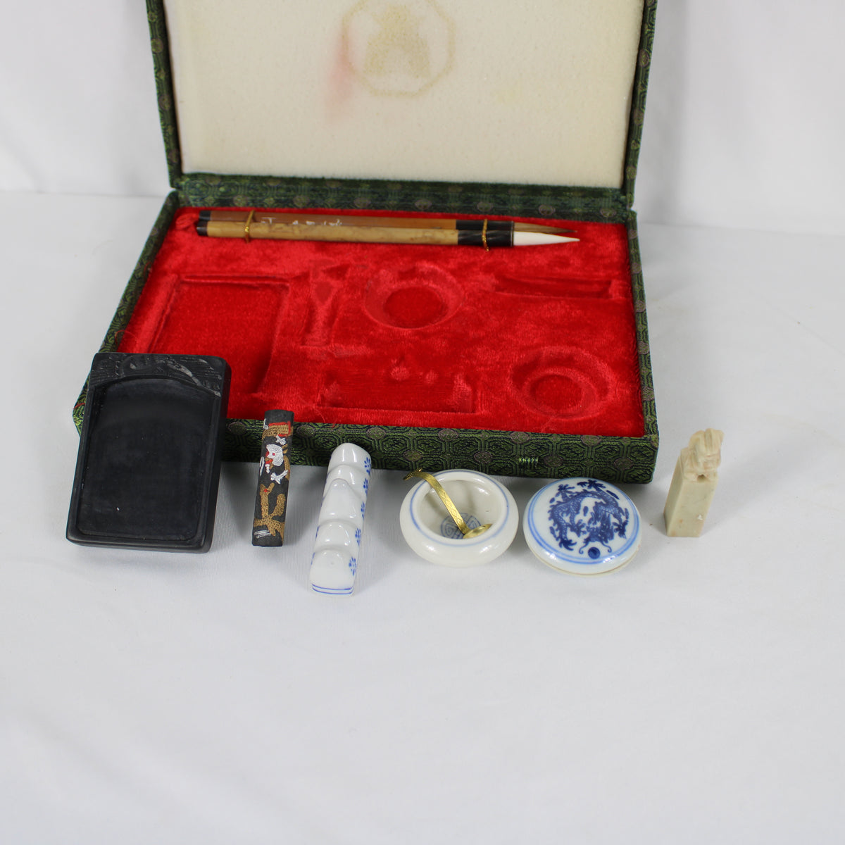 Traditional Chinese Calligraphy Set in Brocade Silk Gift Box