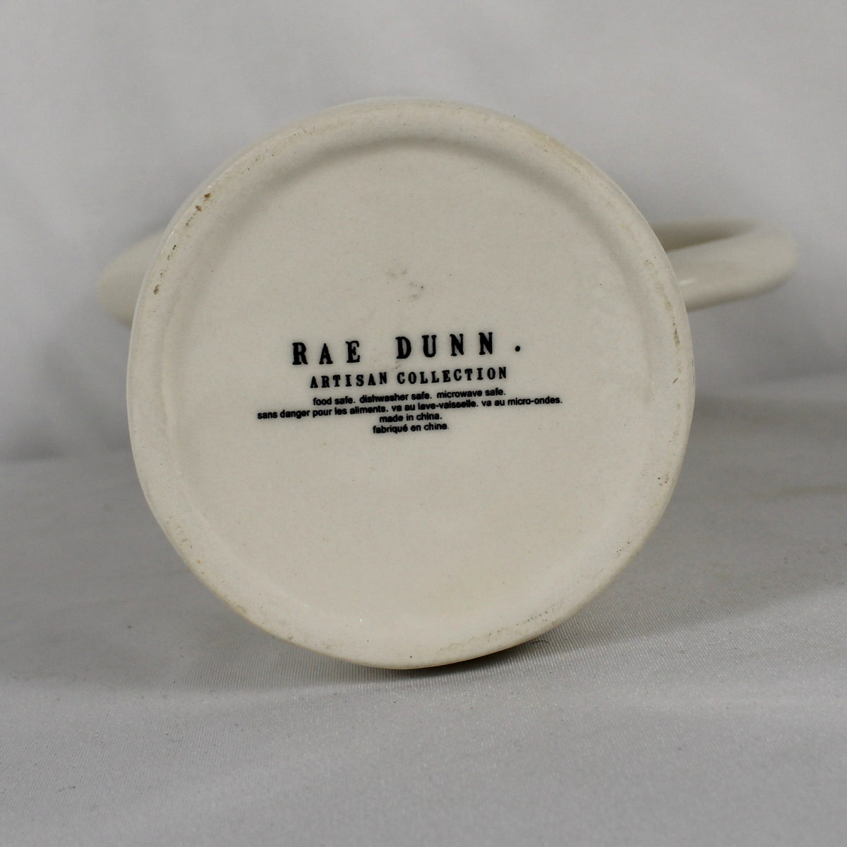 Rae Dunn Artisan Collection White Ceramic Crown Pitcher "Have a Royal Day"