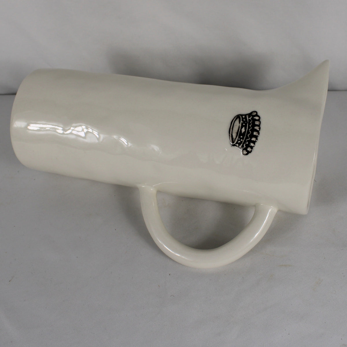 Rae Dunn Artisan Collection White Ceramic Crown Pitcher "Have a Royal Day"