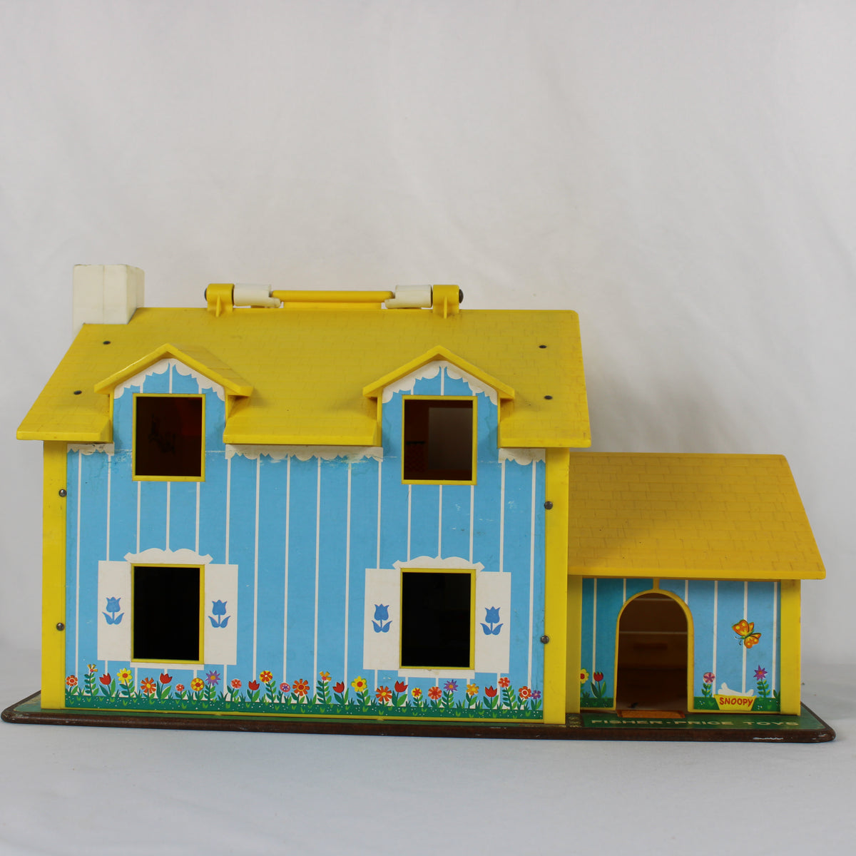 Vintage 1971 Fisher-Price Play Family House #952 with Original Box, Wooden Figures, and Accessories