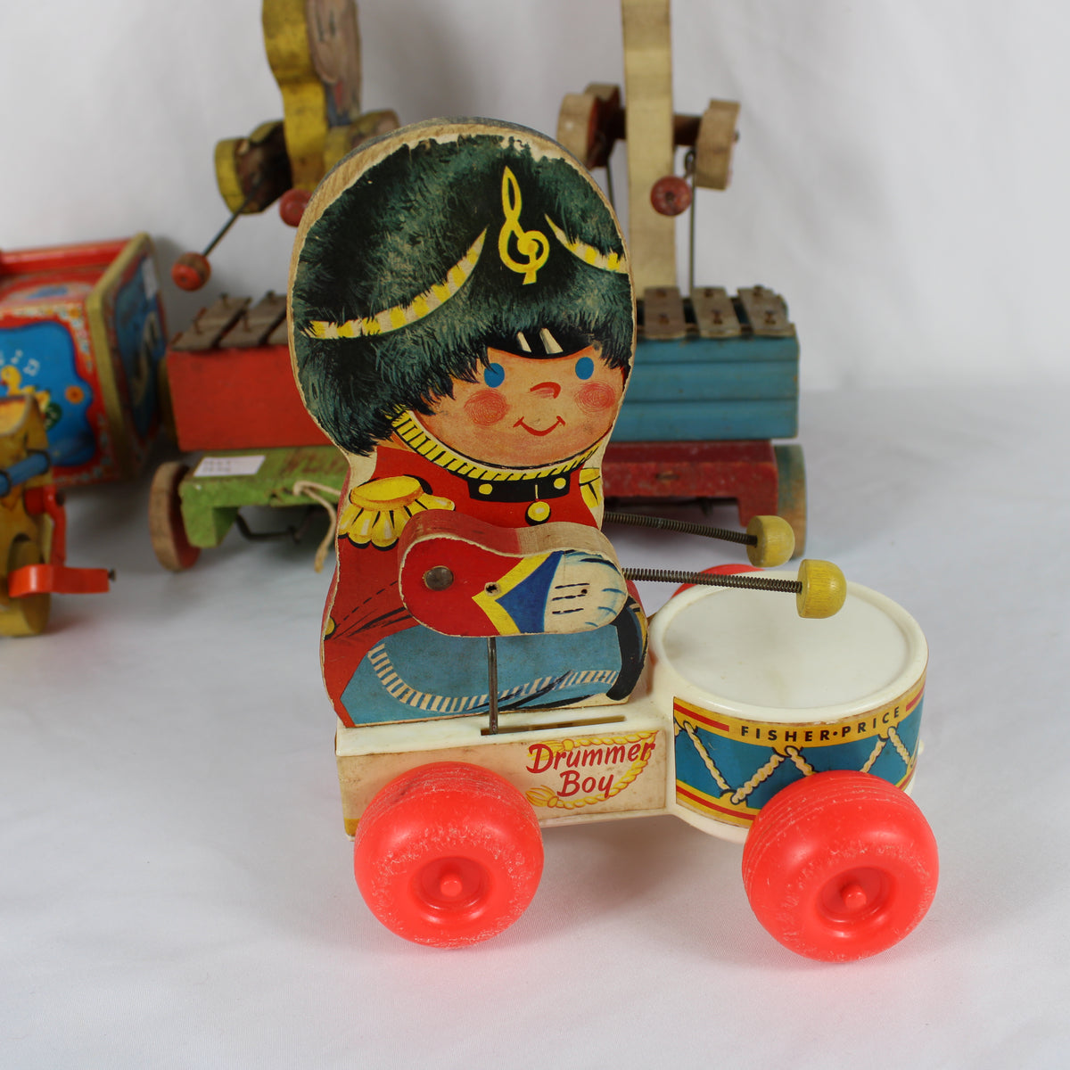 Vintage Fisher-Price Wooden Musical Pull Toy Collection (Lot of 4)
