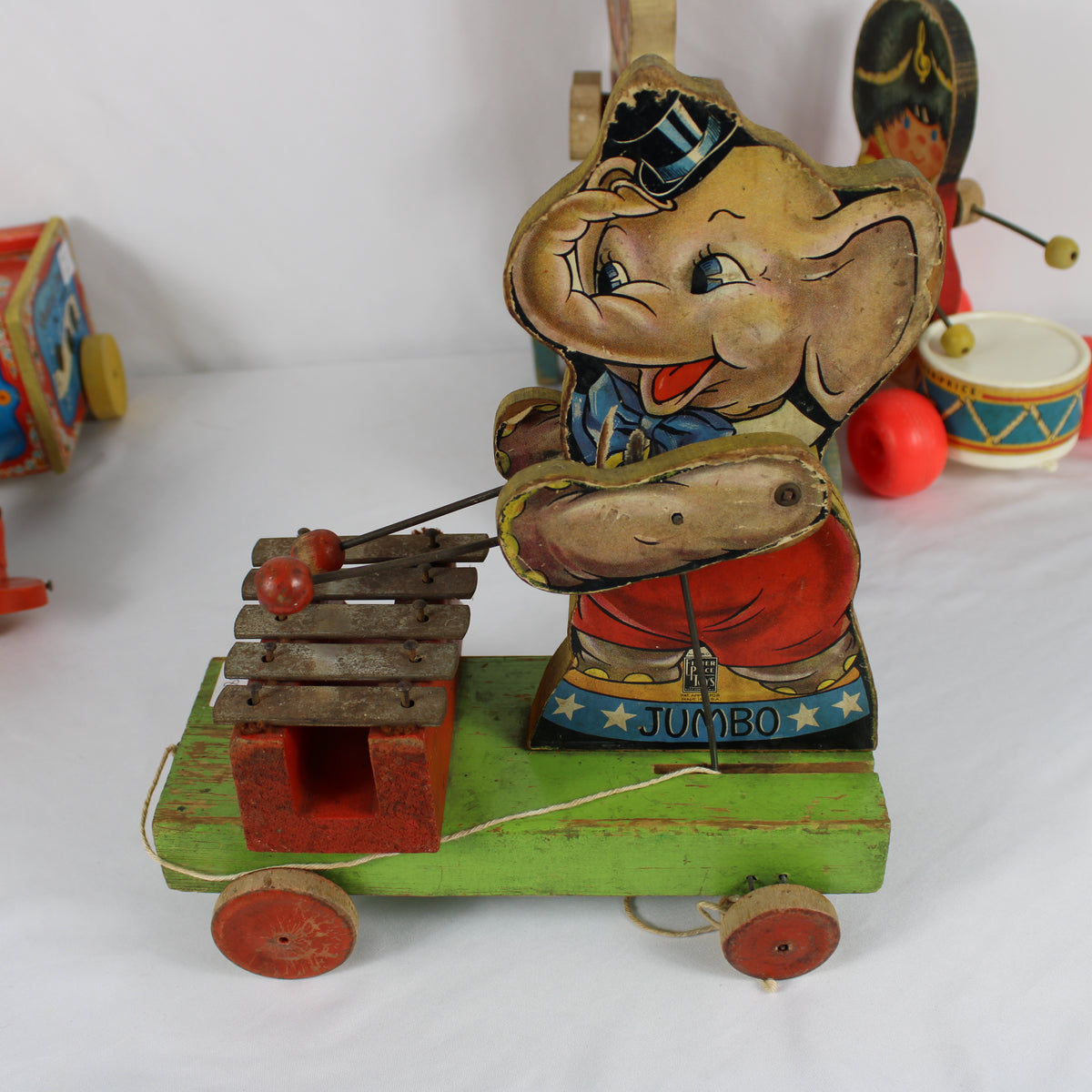 Vintage Fisher-Price Wooden Musical Pull Toy Collection (Lot of 4)