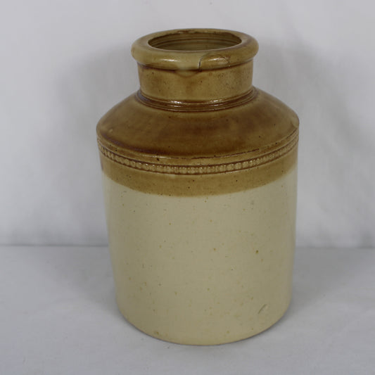 Antique Price Briston Two-Tone Stoneware Crock Jar with Beaded Shoulder Accent