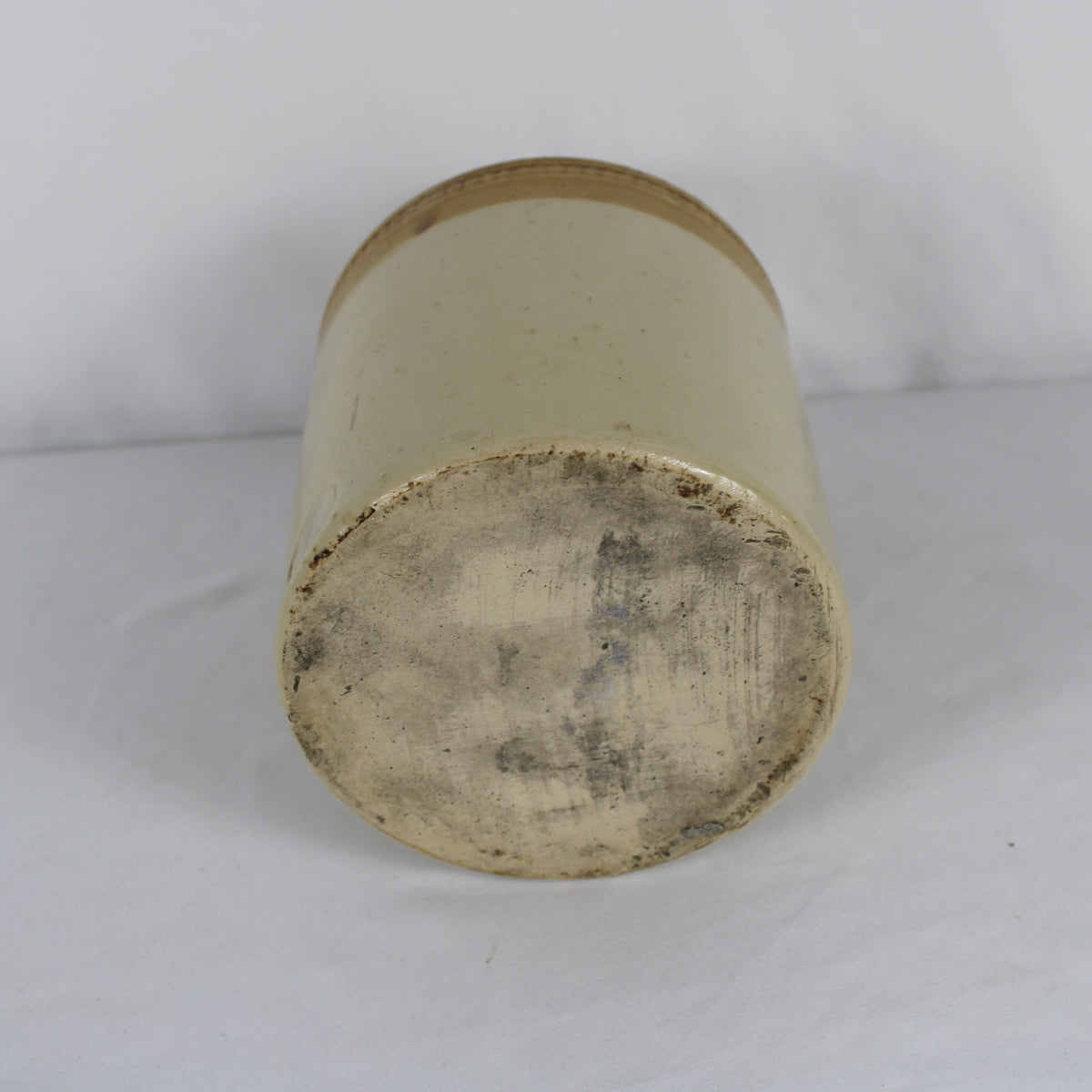 Antique Price Briston Two-Tone Stoneware Crock Jar with Beaded Shoulder Accent