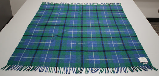 Authentic Scottish Green Douglas Tartan Pure Wool Throw