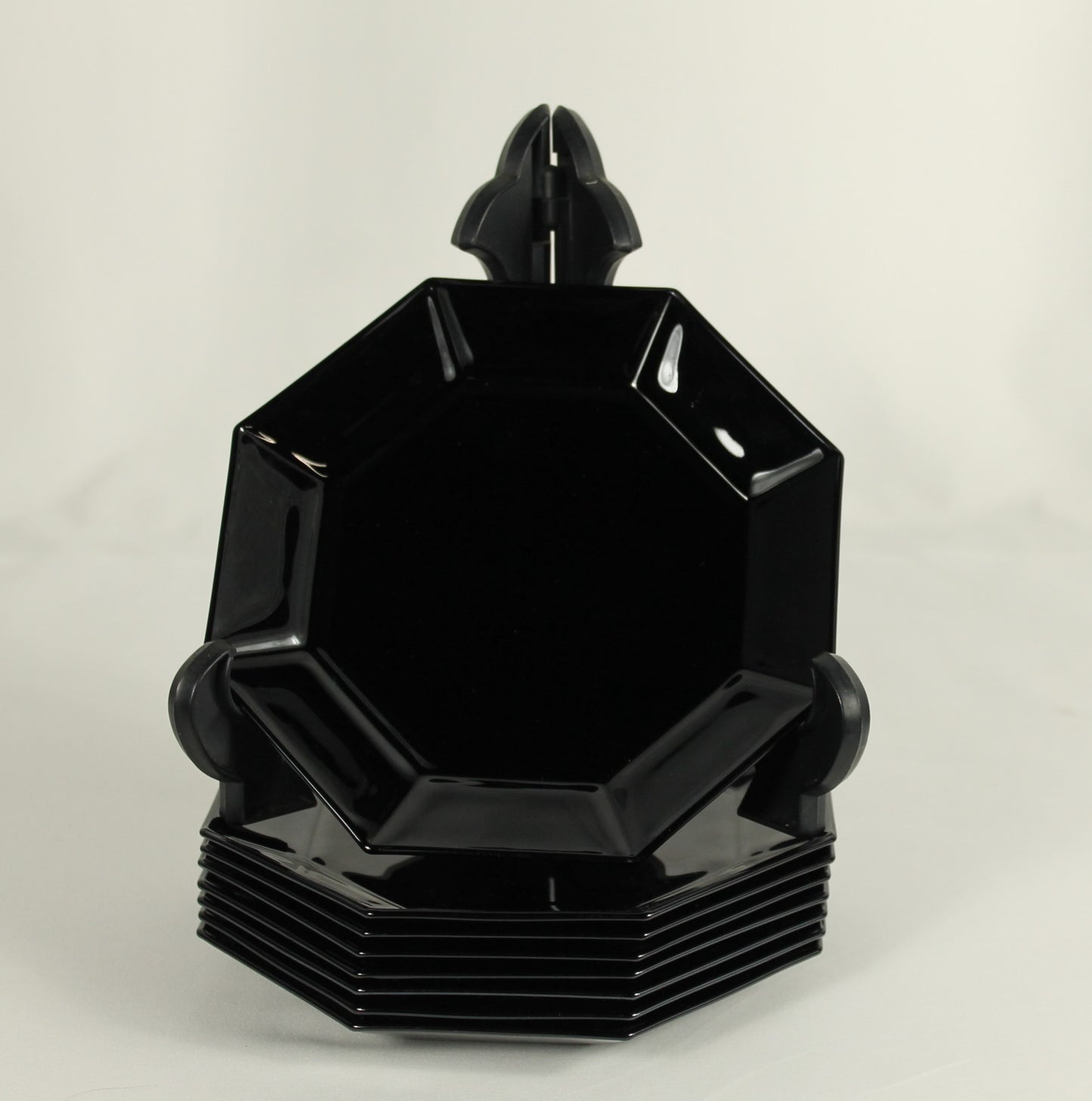 Arcoroc Octime Black Glass Octagon Dish Set