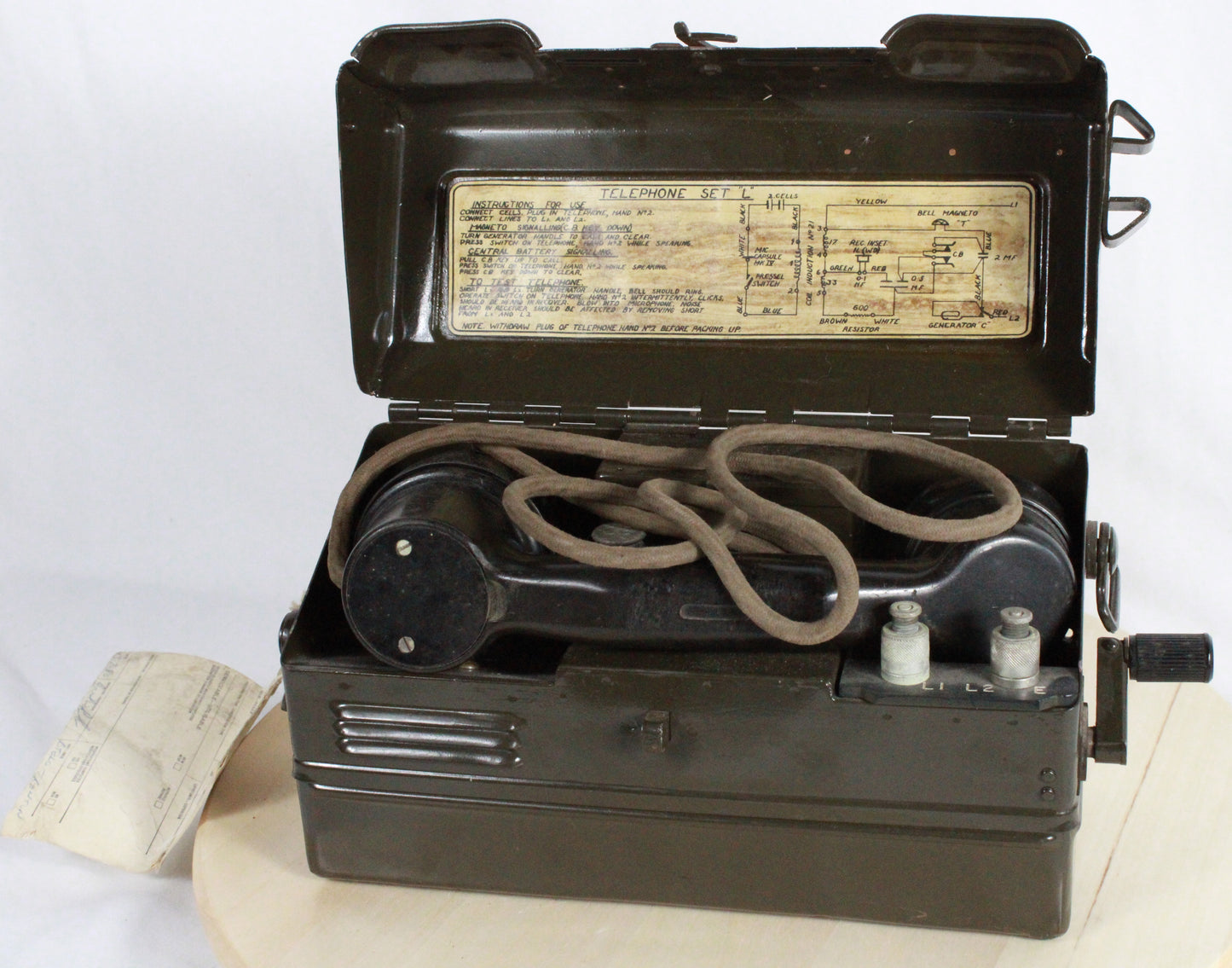 Vintage Military TA-312/PT Field Telephone with Canvas Carrying Case