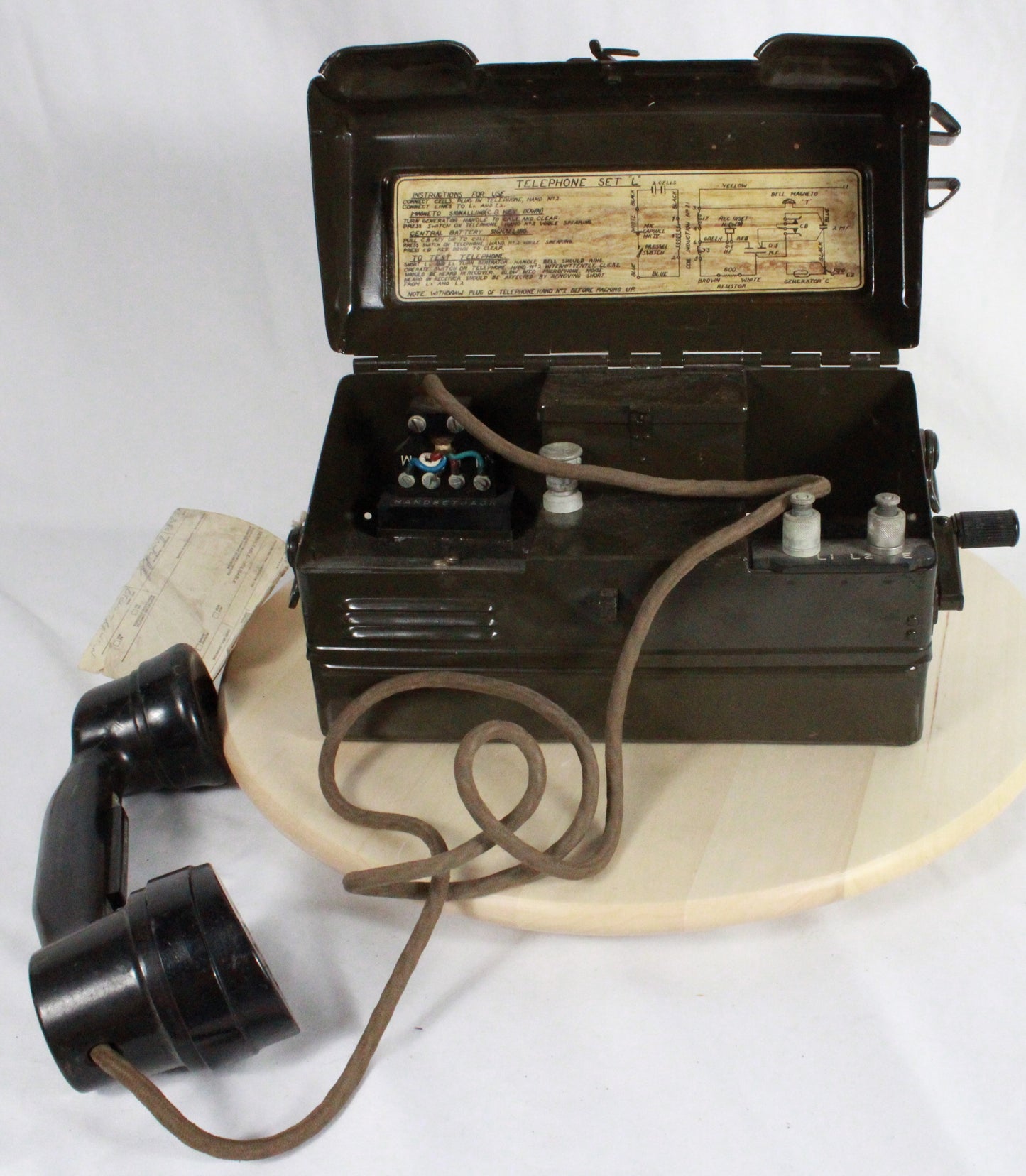 Vintage Military TA-312/PT Field Telephone with Canvas Carrying Case