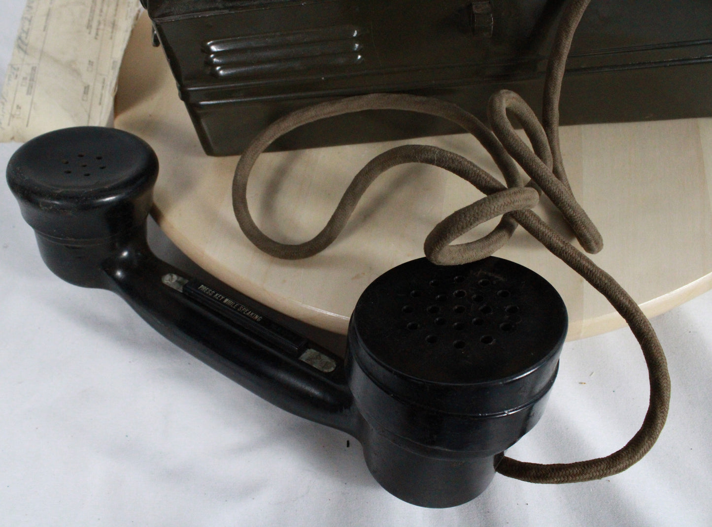 Vintage Military TA-312/PT Field Telephone with Canvas Carrying Case