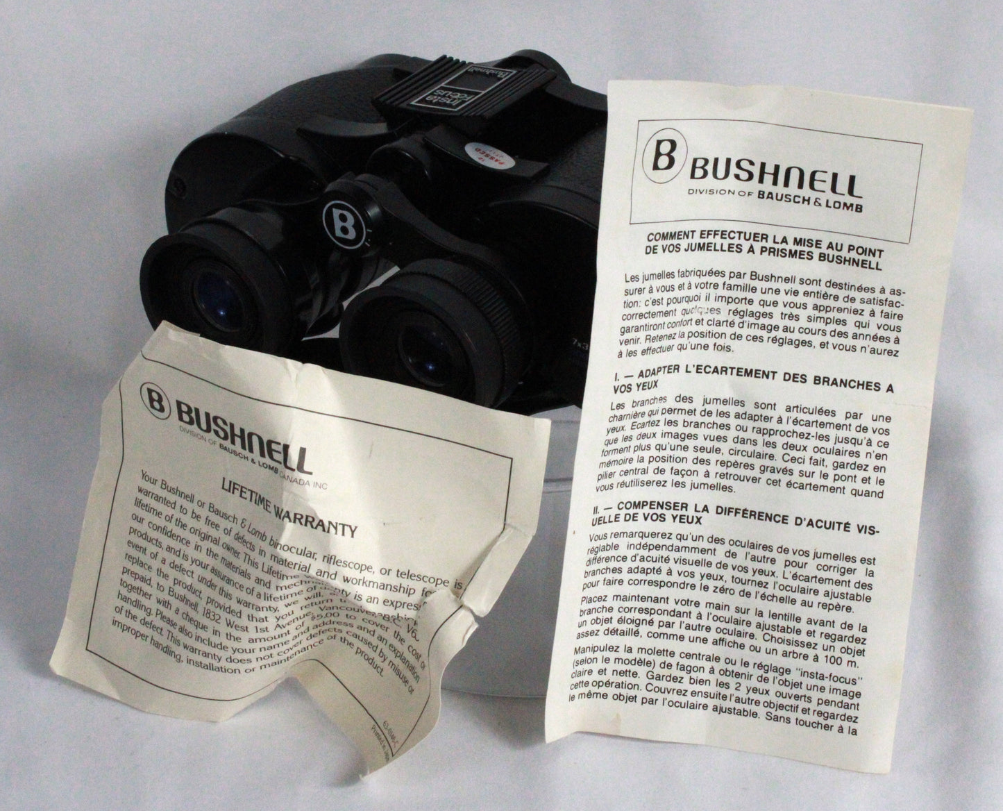 Vintage Bushnell Sportview 7x35 Wide Angle Binoculars with Insta-Focus and Case